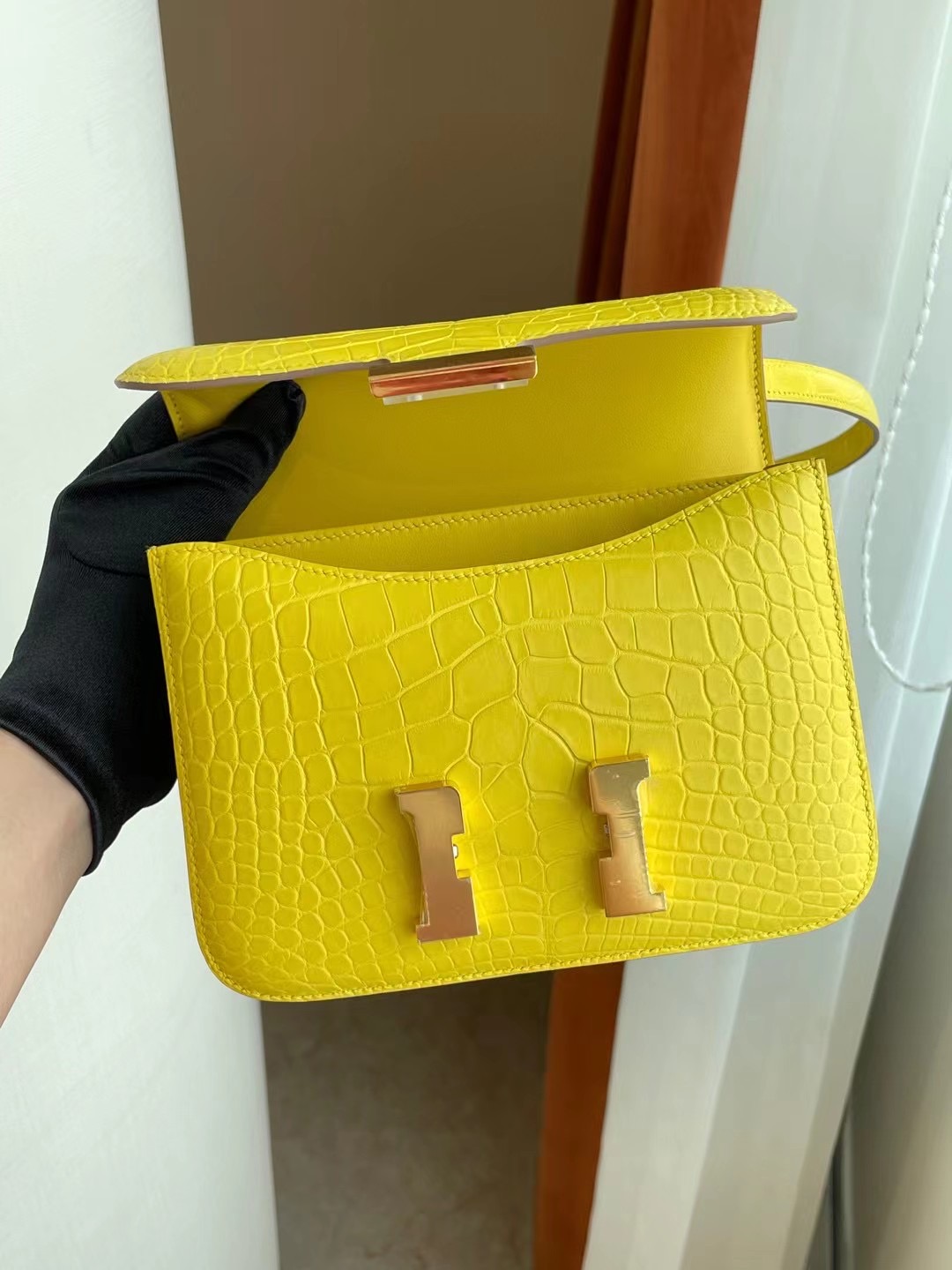 【】 Constance 18CM 9R Lime Matte Alligator Crocodile