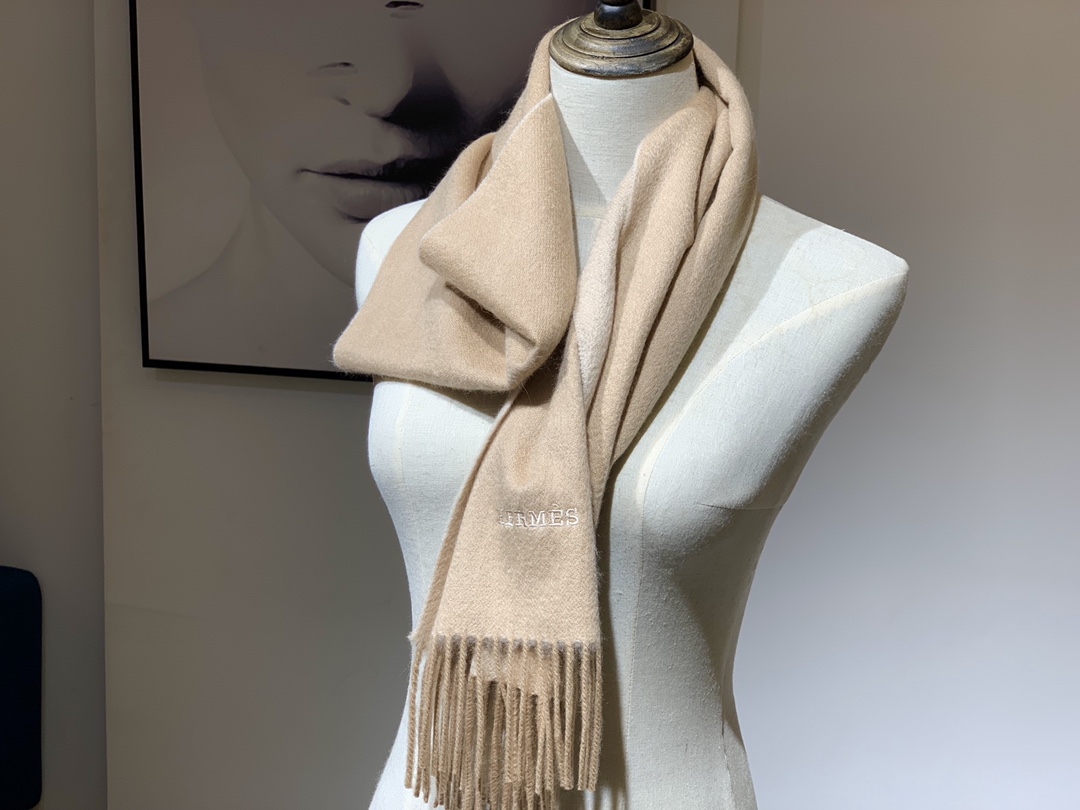 HERMES Cashmere Scarf 0M Fatory 30*180cm