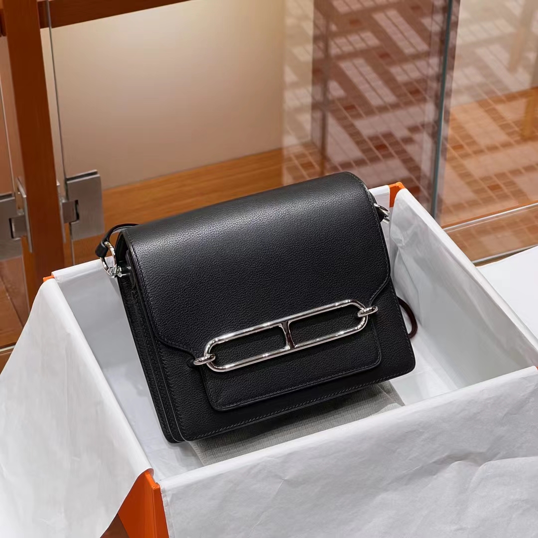 HERMES Roulis 18CM Togo CC89 Nior Silvery Hardware HandMade