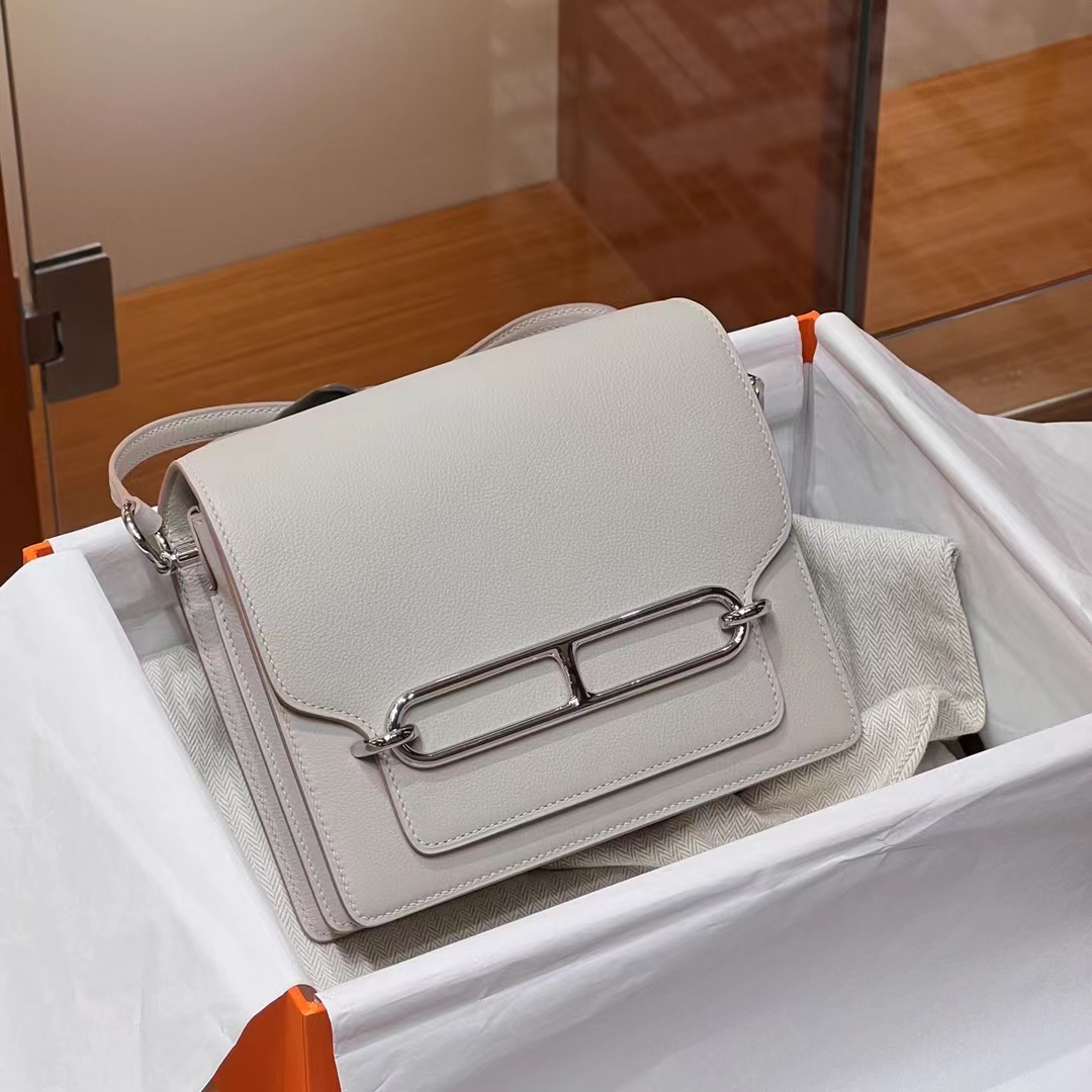 HERMES Roulis 18CM Togo 10 Craie Silvery Hardware HandMade