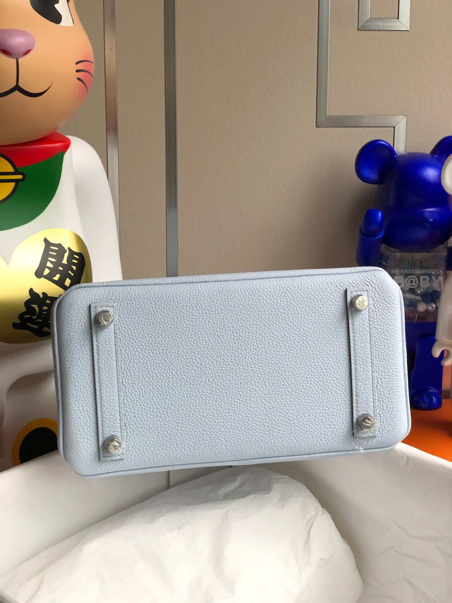 Hermes Birkin 25CM Togo T0 Bleu Brume Silver Hardware Handmade