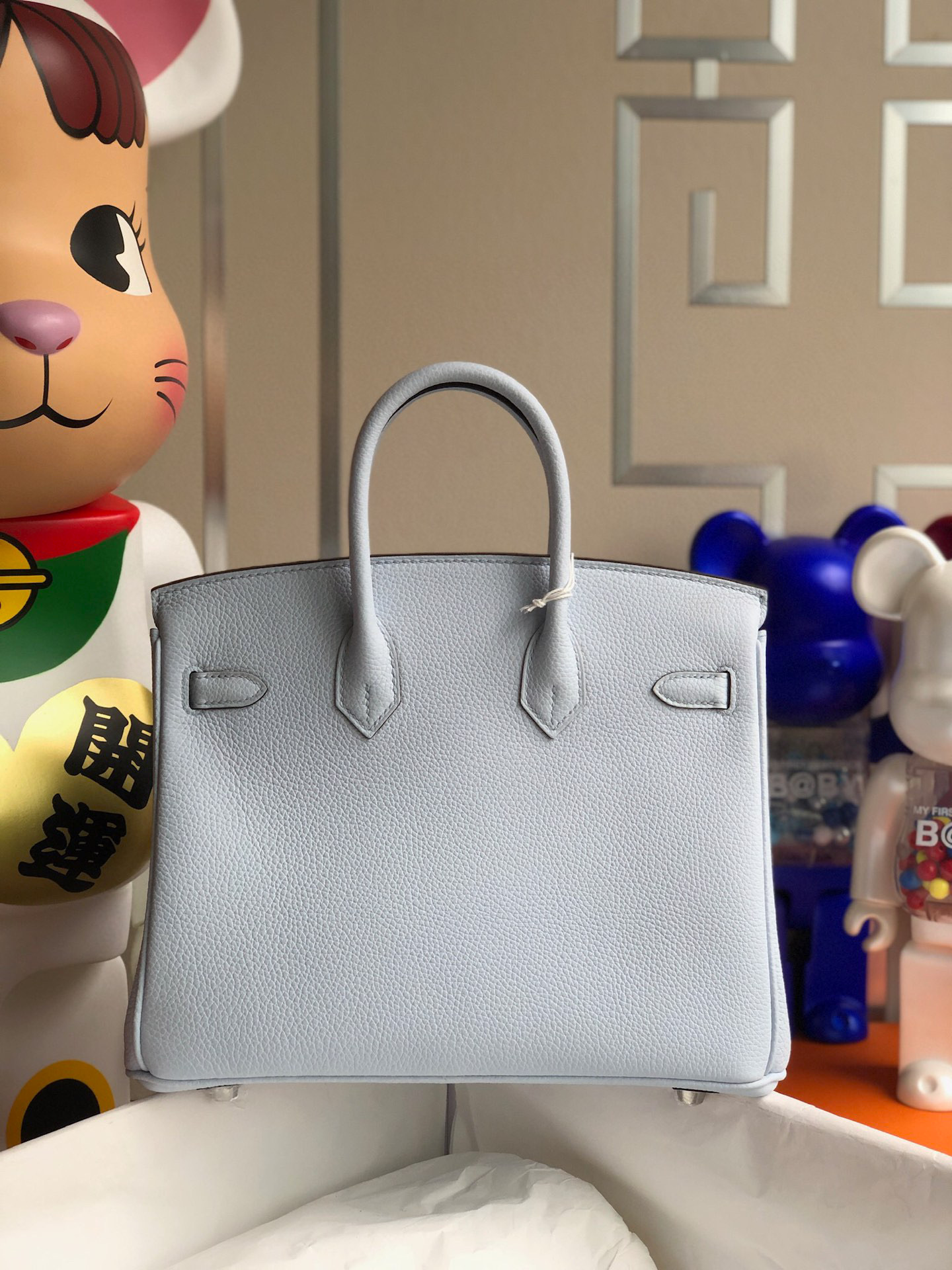 Hermes Birkin 25CM Togo T0 Bleu Brume Silver Hardware Handmade