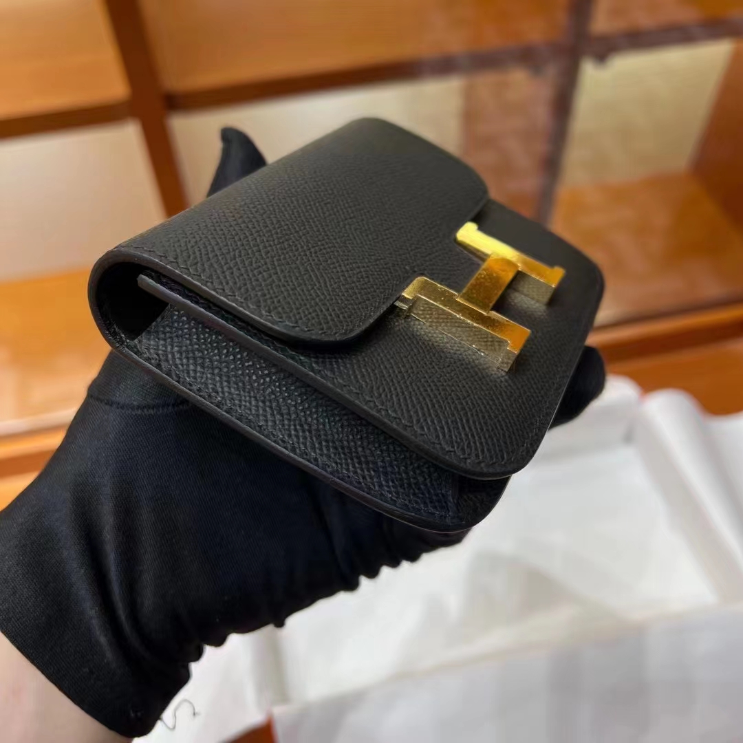 Constance Wallet Constance Slim 14cm CC89 Nior Epsom GHW Full handmade HERMES fatory