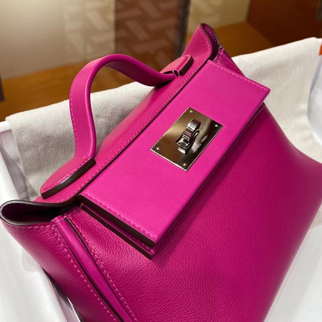 Kelly24/24 MINI 5J Fushsia Evercolor&Swift SHW Full handmade HERMES fatory