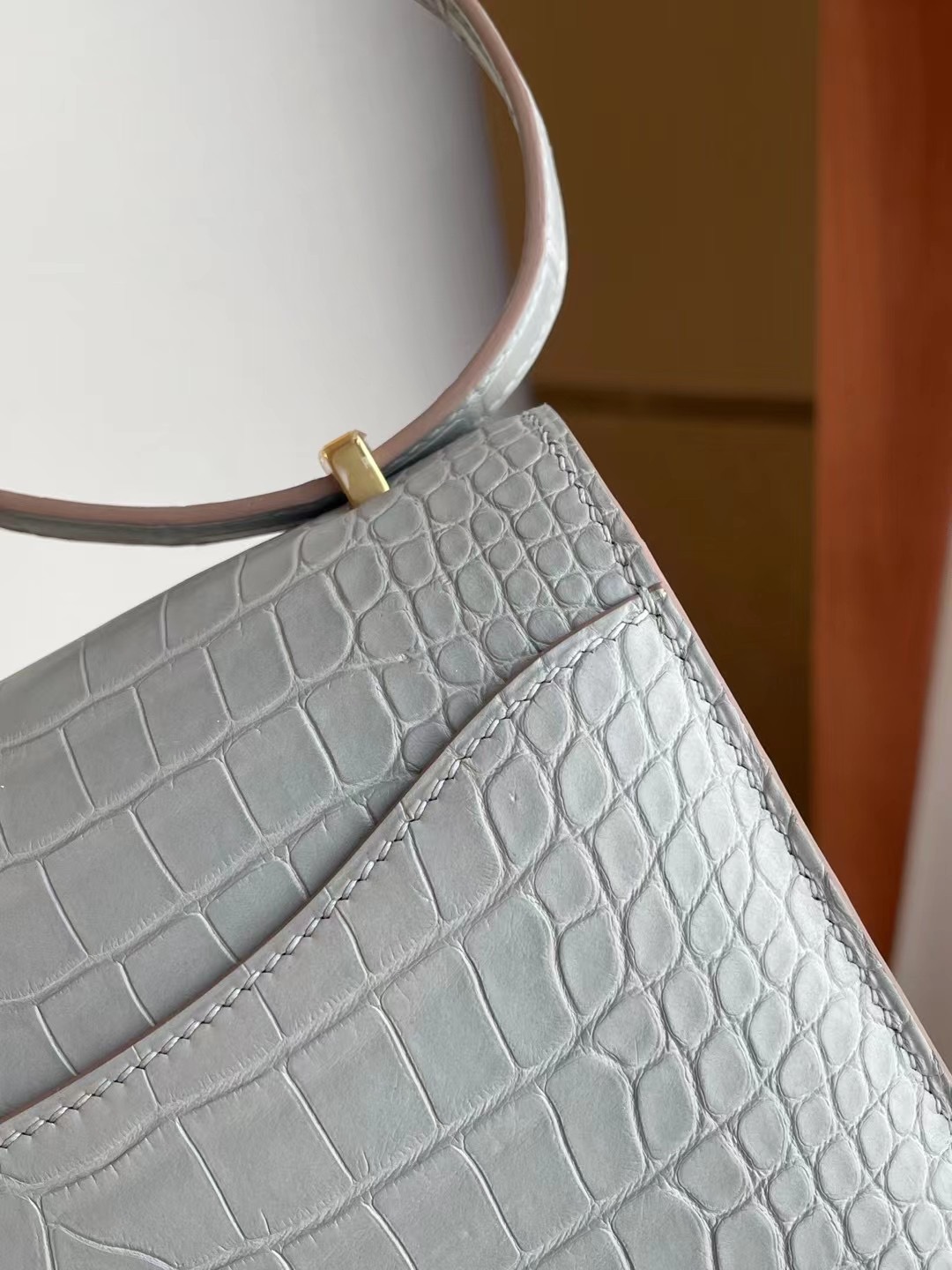 Hermes Constance 18CM 80 Gris Perle Matte Alligator Crocodile