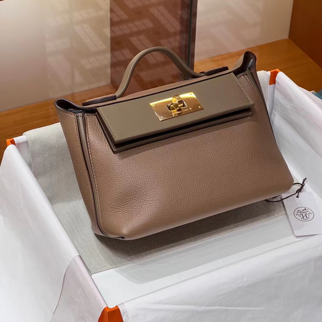 Kelly24/24 MINI D0 & 8C Gri Elephant Full handmade HERMES fatory