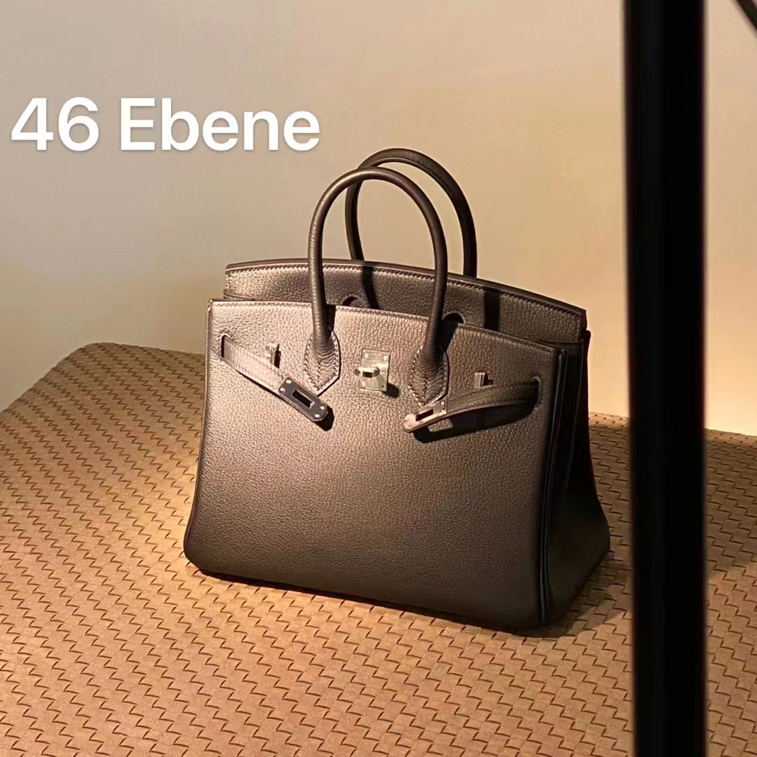 HERMES Birkin 25cm 46 Ebene Togo Full handmade Birkin Fatory 25x20x13cm