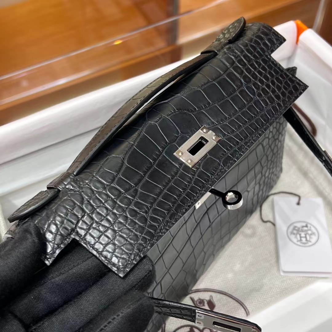 HERMES Kelly Pochette Alligator 89 Nior Full handmade 22x14x7cm 【God Factory】 Factory