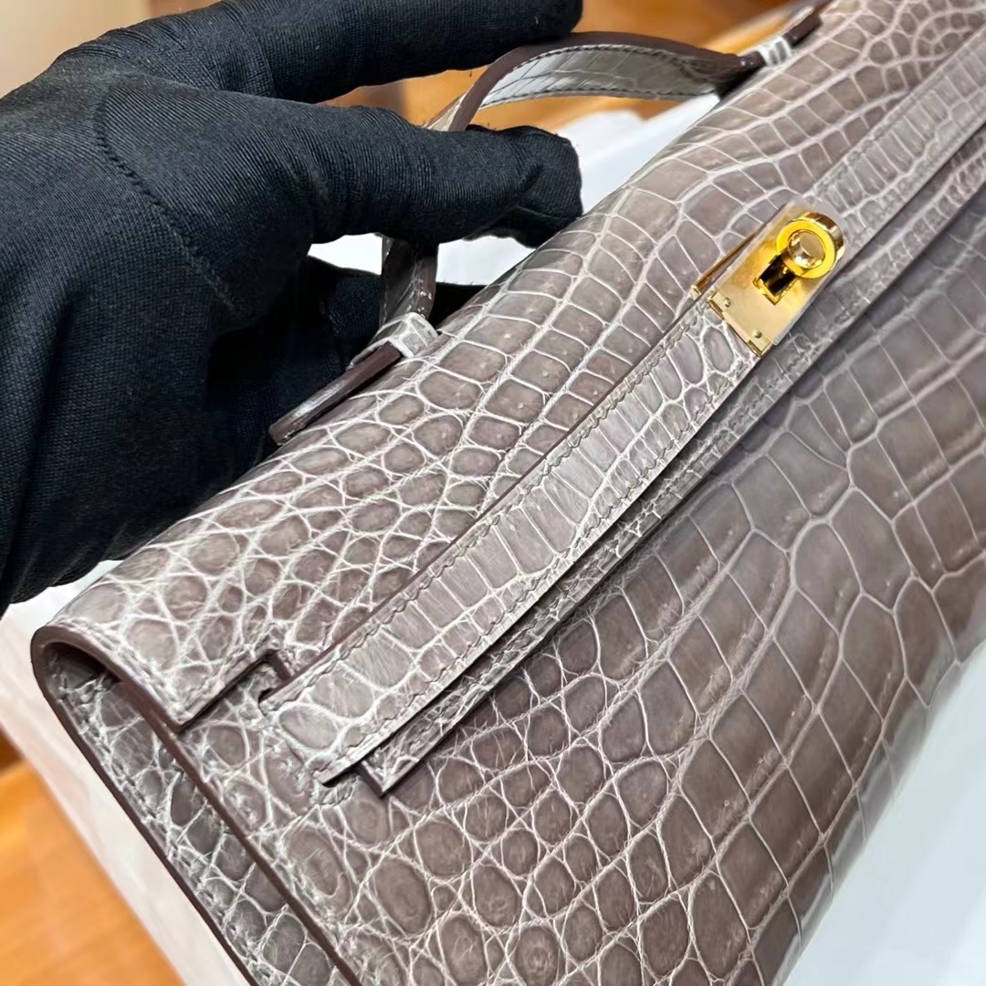 HERMES Kelly Cut 31cm 8C Gri Elephant  Niloticus Full handmade Fatory