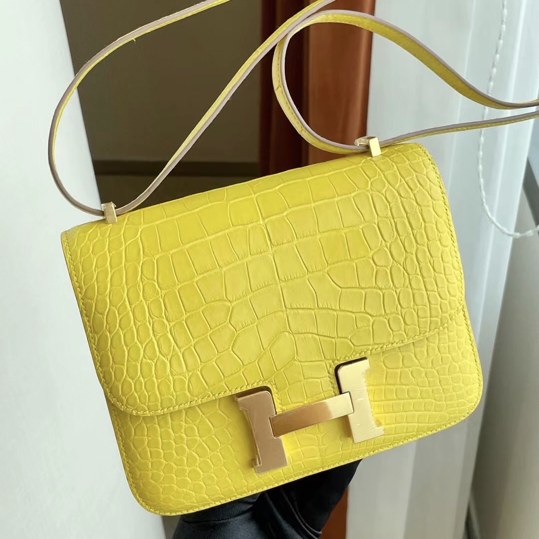 【】 Constance 18CM 9R Lime Matte Alligator Crocodile
