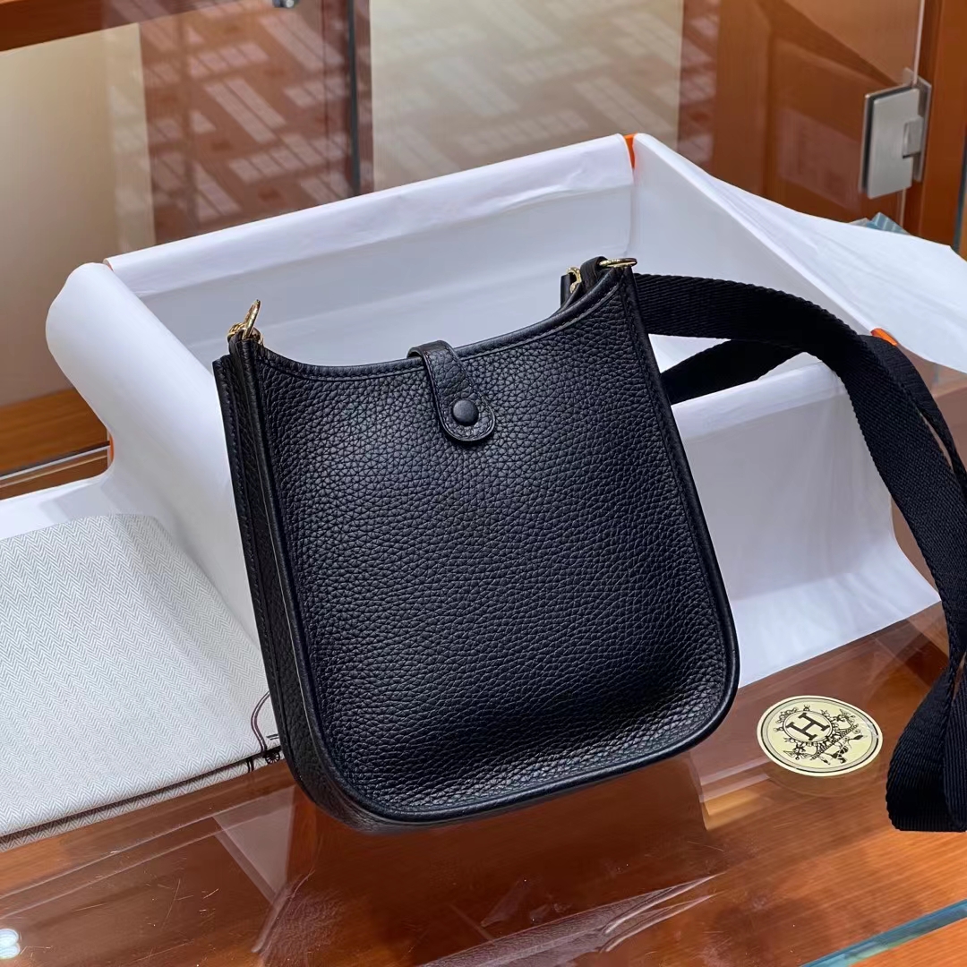 HERMES Mini Evelyne CC89 Nior Full handmade Evelyne Fatory 17x18x5.5cm