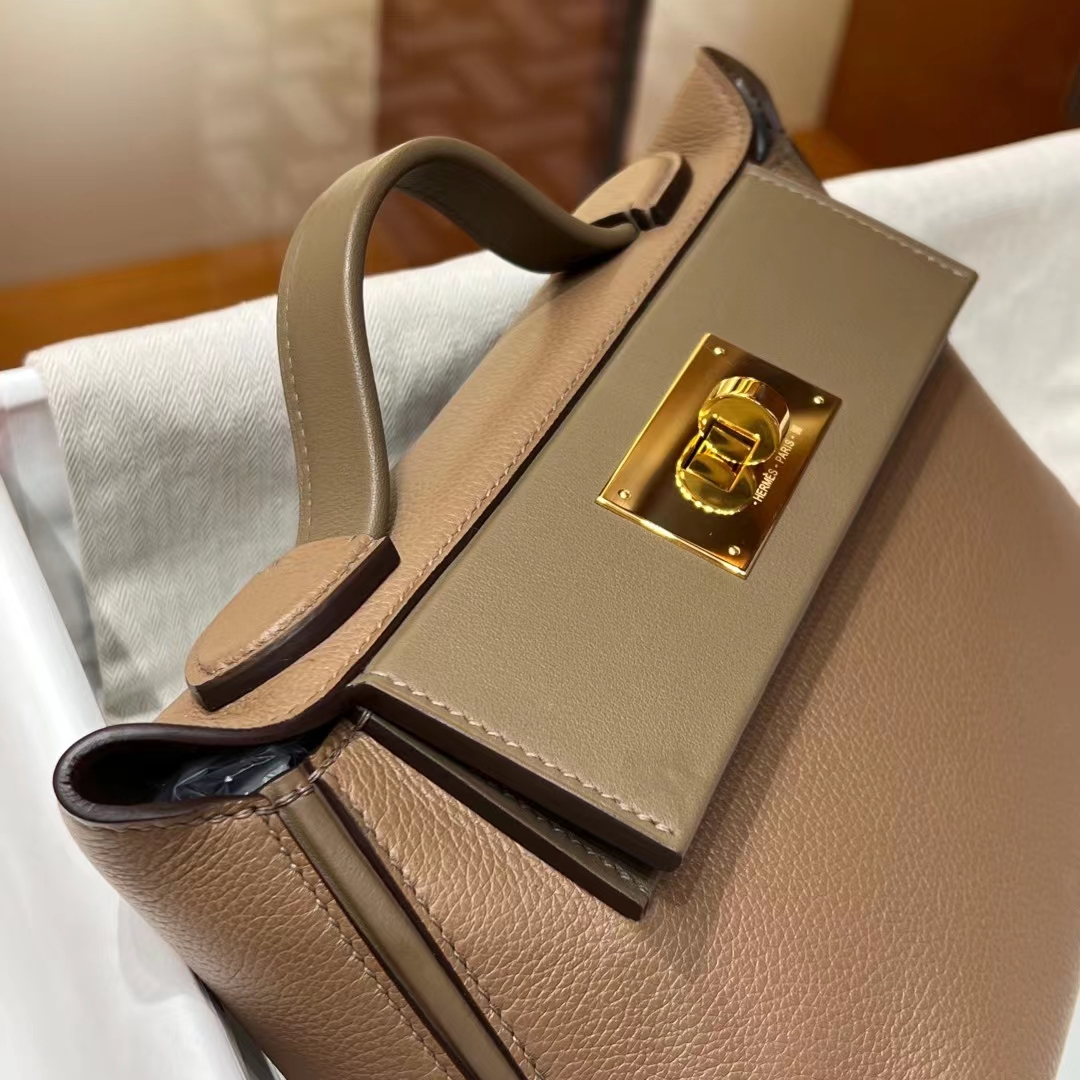 Kelly24/24 MINI D0 & 8C Gri Elephant Full handmade HERMES fatory