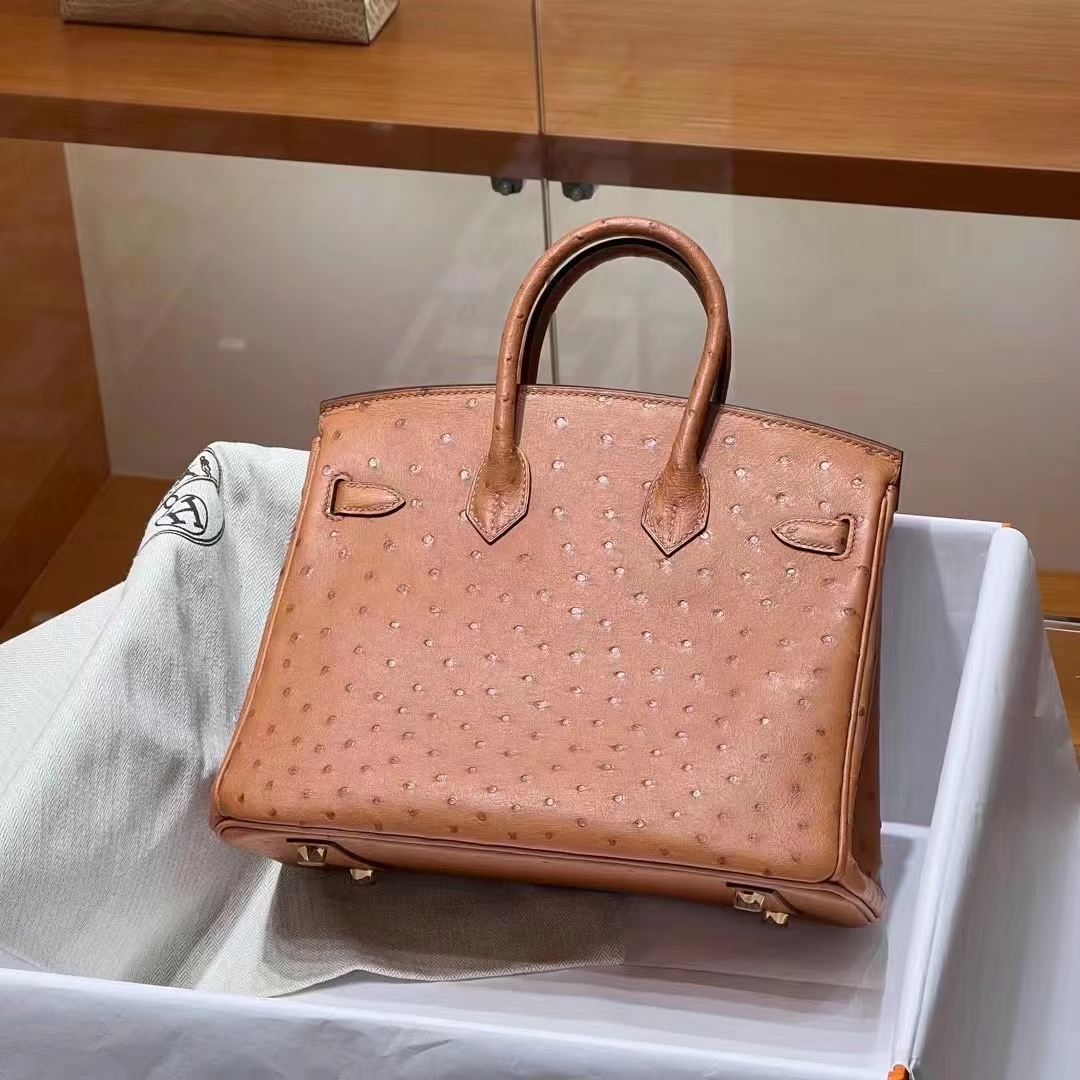 HERMES  Birkin 25CM CK37 Ostrich SHW Full handmade fatory