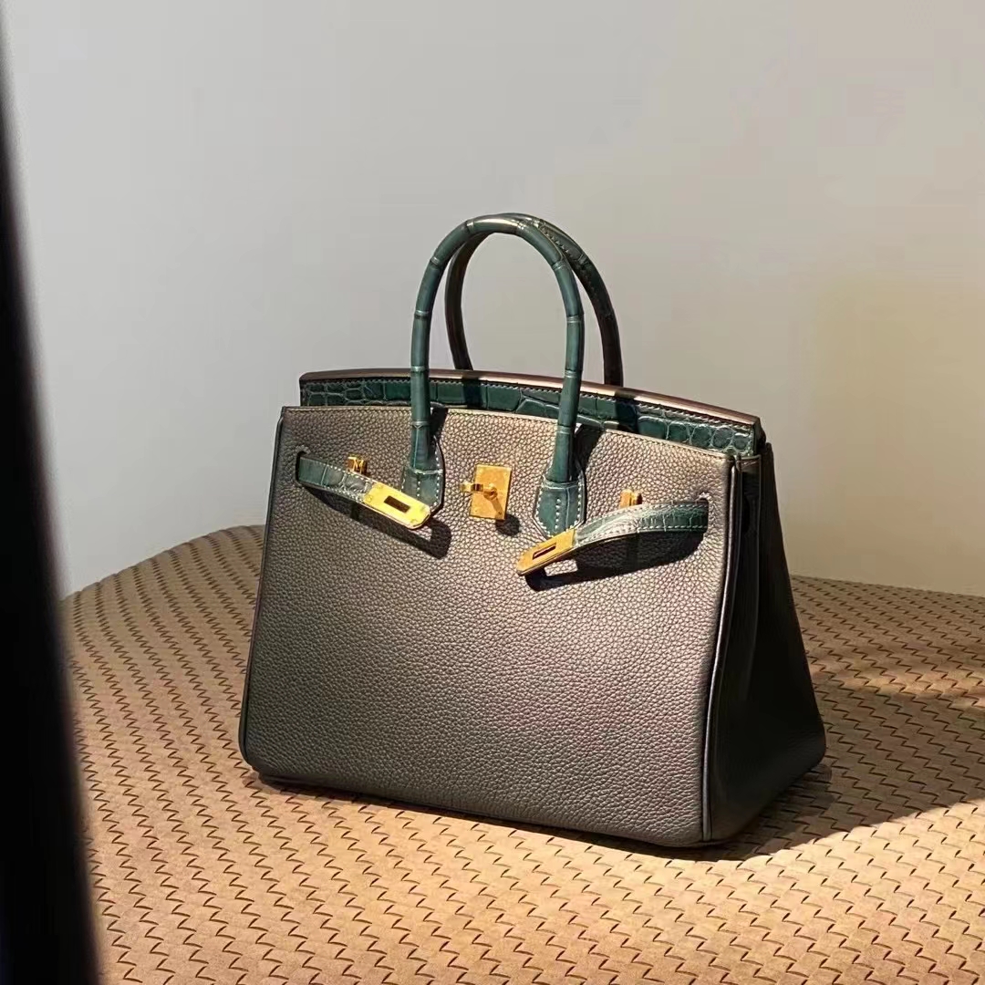 HERMES Birkin Touch CC89 Nior & 6Q Vert Emeraude Togo Full handmade Birkin Fatory 25x20x13cm