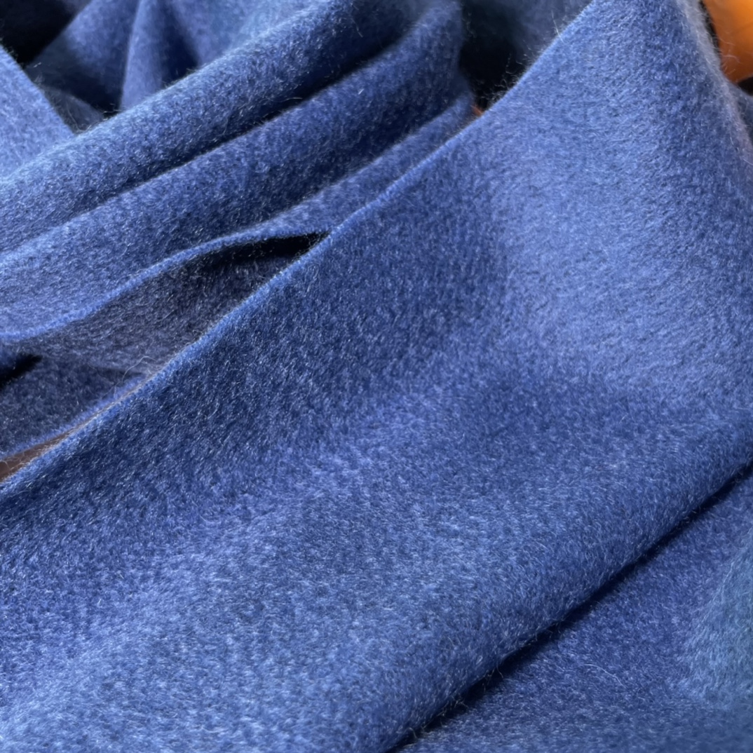 HERMES Cashmere Scarf Z7 Bleu Ocean Fatory 30*180cm