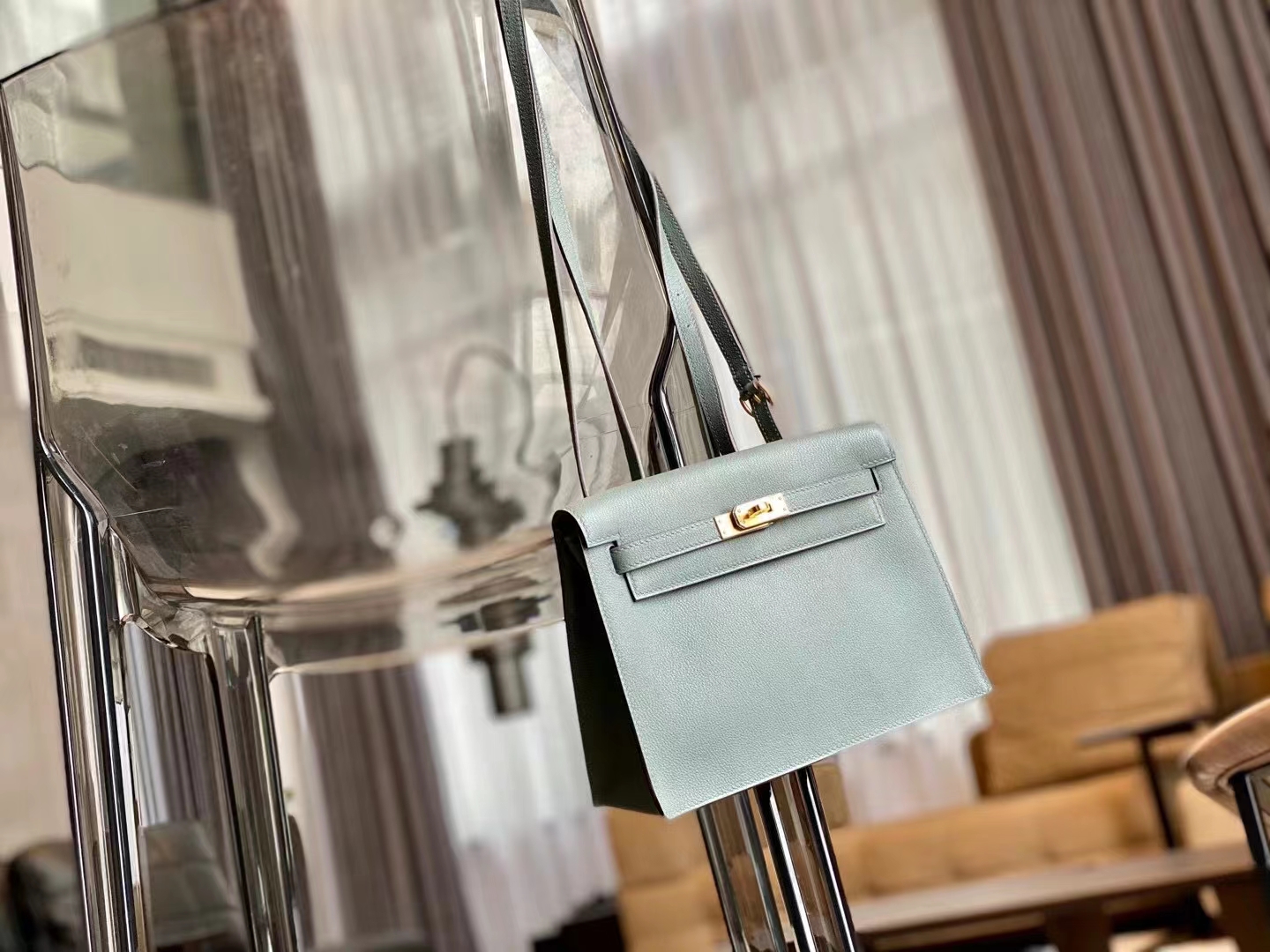 HERMES Kelly Dance 16 Taupe Swift GHW Full handmade Picotin fatory