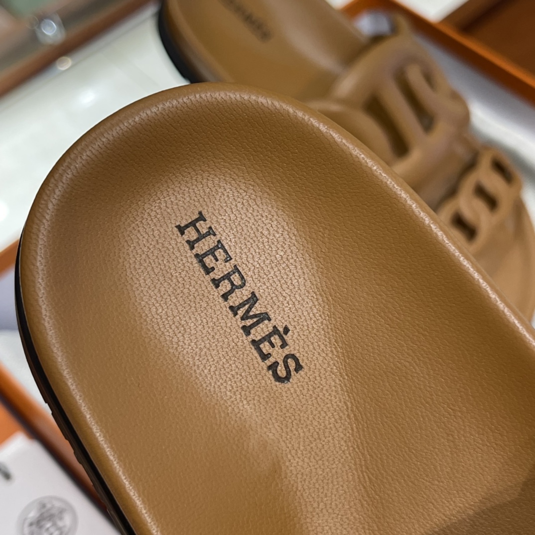 HERMES Extra Sandals New Slippers Handmade Italian lamb sole 10 days of shipment CK37
