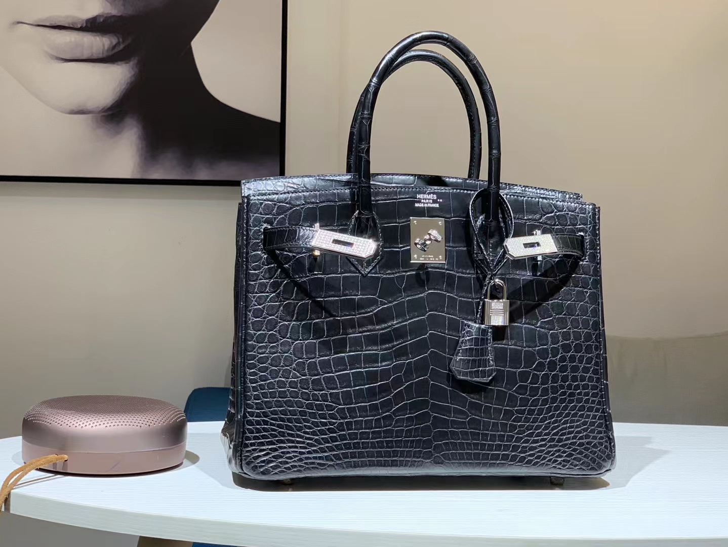 HERMES Factory Birkin 30CM  Alligator CC89 Nior Full handmade hardware with real diamonds