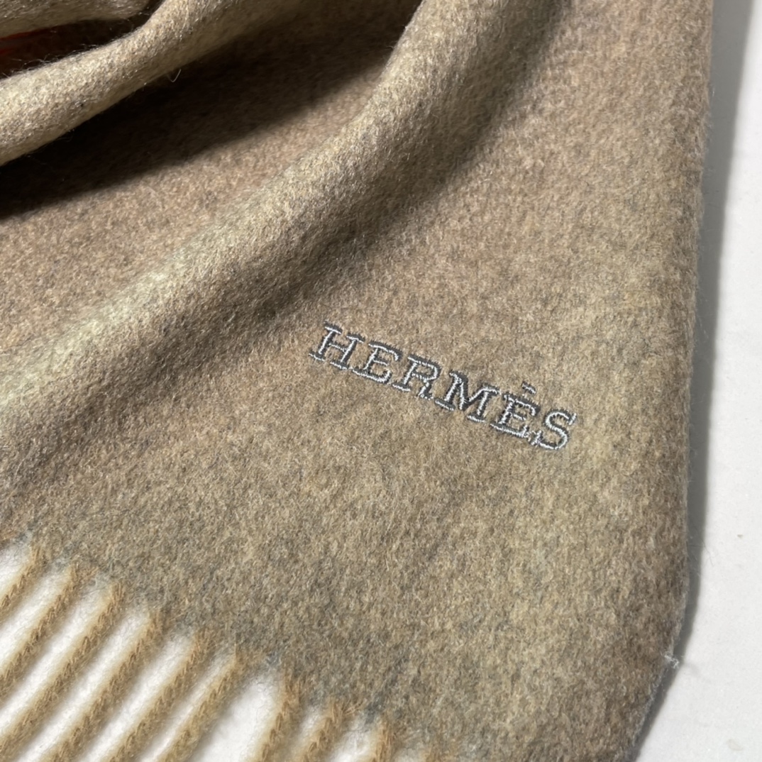 HERMES Cashmere Scarf 8C Gri Elephant  Fatory 30*180cm