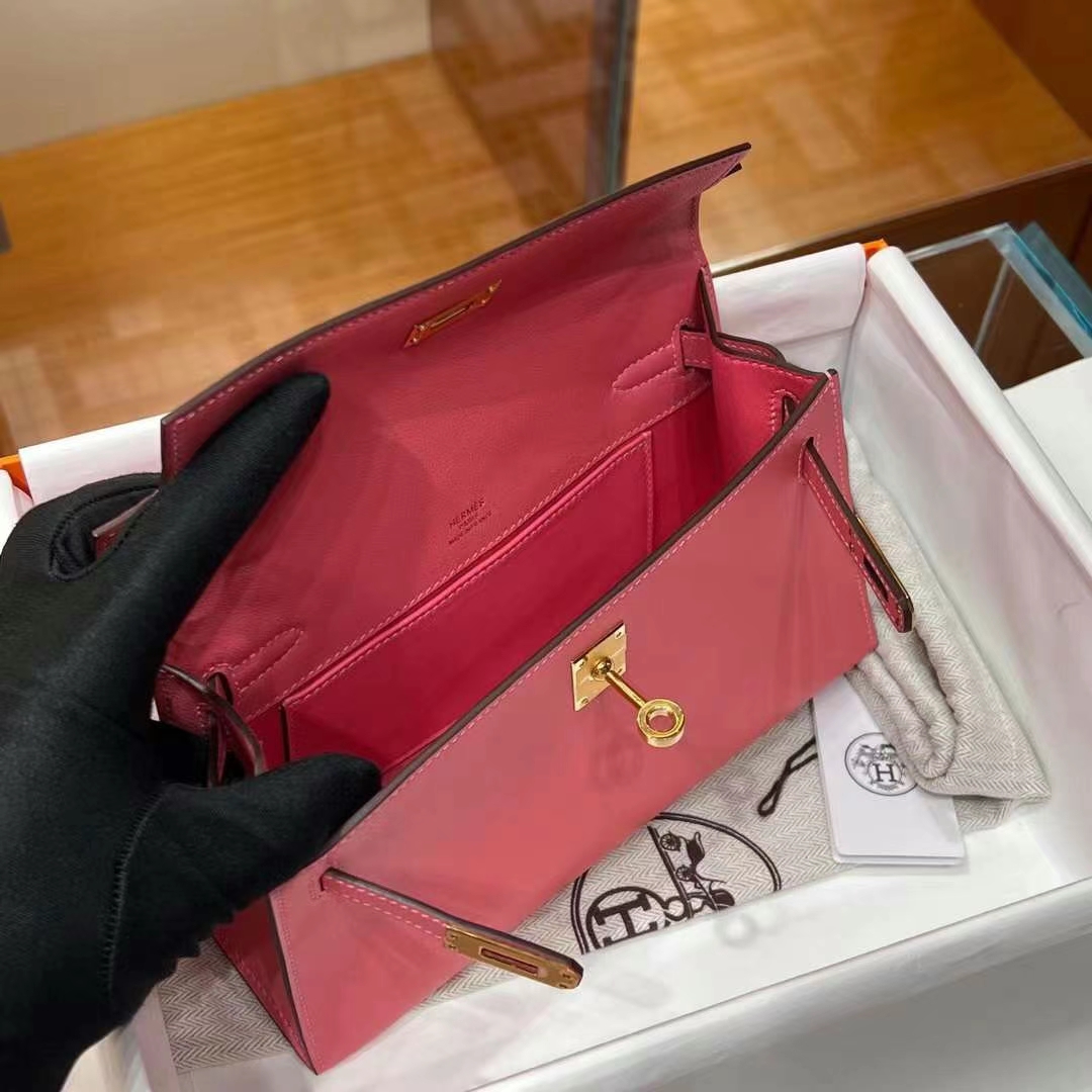 HERMES Kelly Pochette Swift U5 Rose eLipstick Full handmade 【God Factory】 Factory