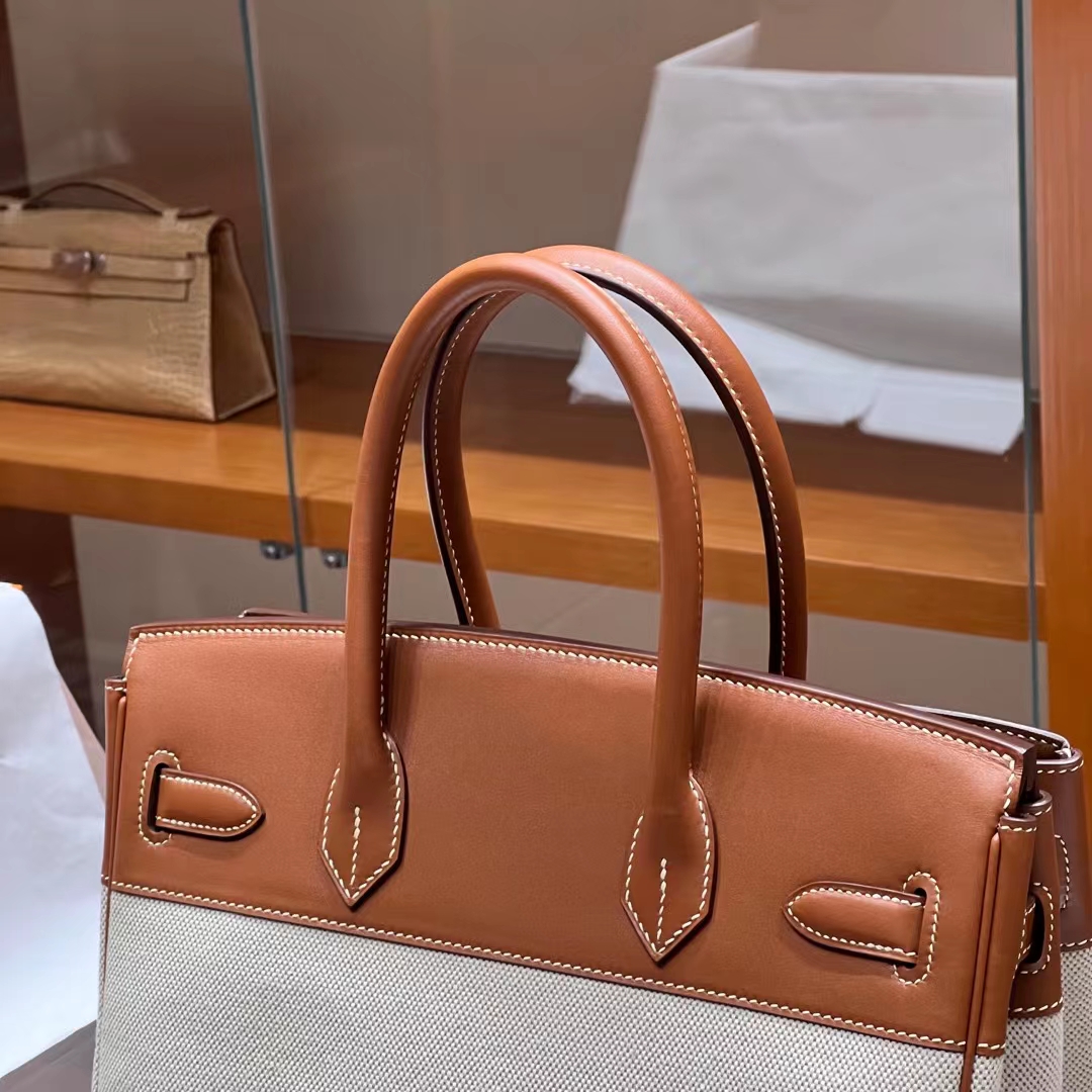 HERMES Birkin 30CM Swift&Canvas CK37 Full handmade Factory