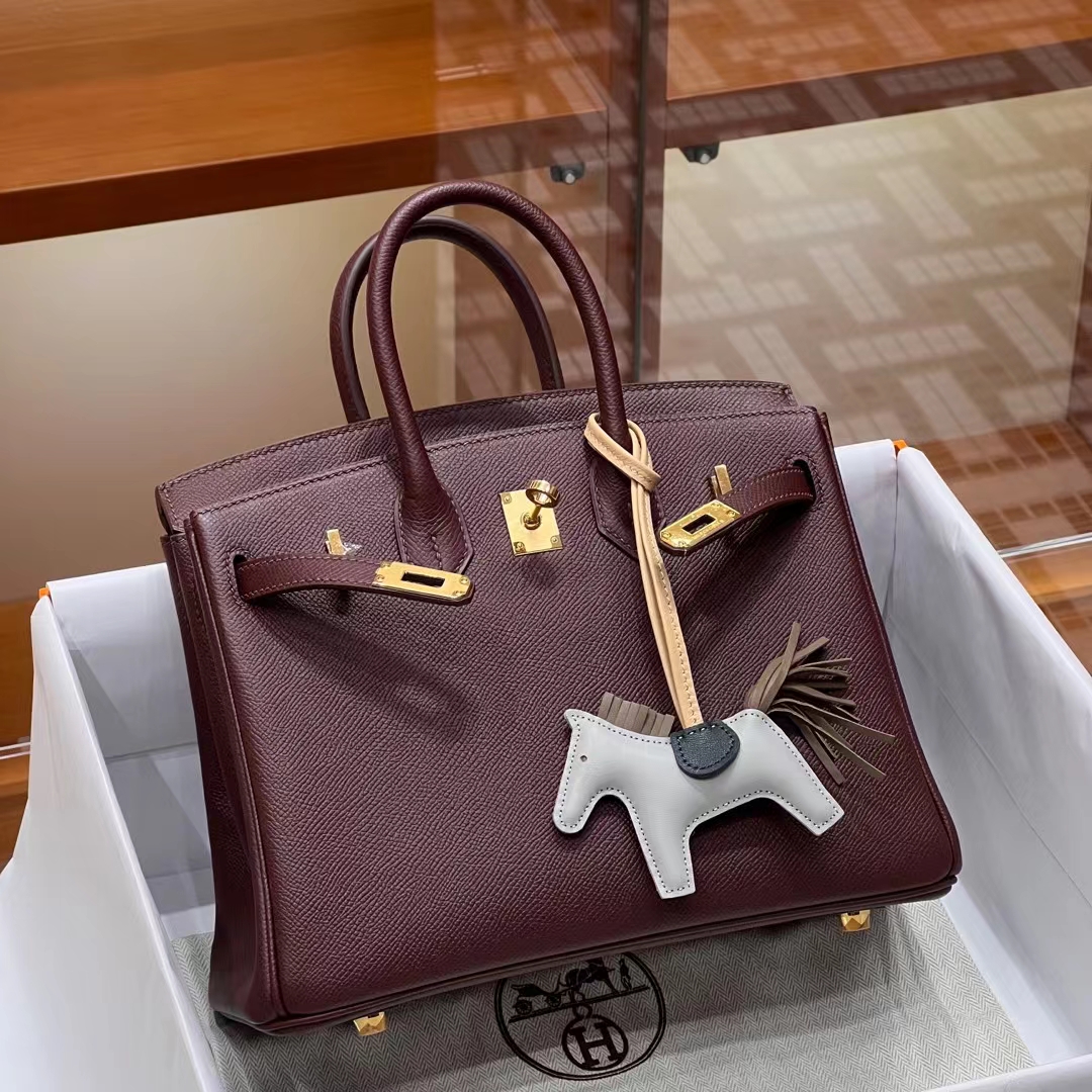 HERMES  Birkin 25cm 57 Bordeaux Epsom Full handmade Birkin Fatory 25x20x13cm