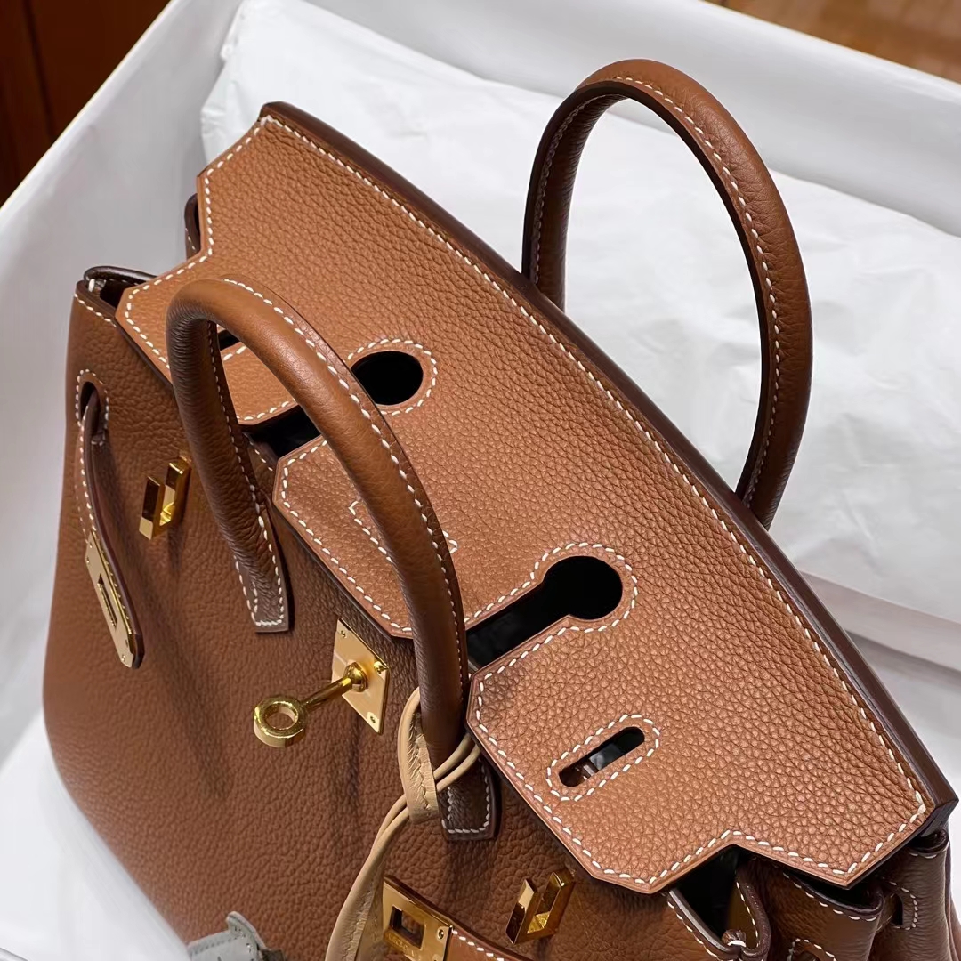 HERMES  Birkin 25cm CK37 Togo Full handmade Birkin Fatory 25x20x13cm