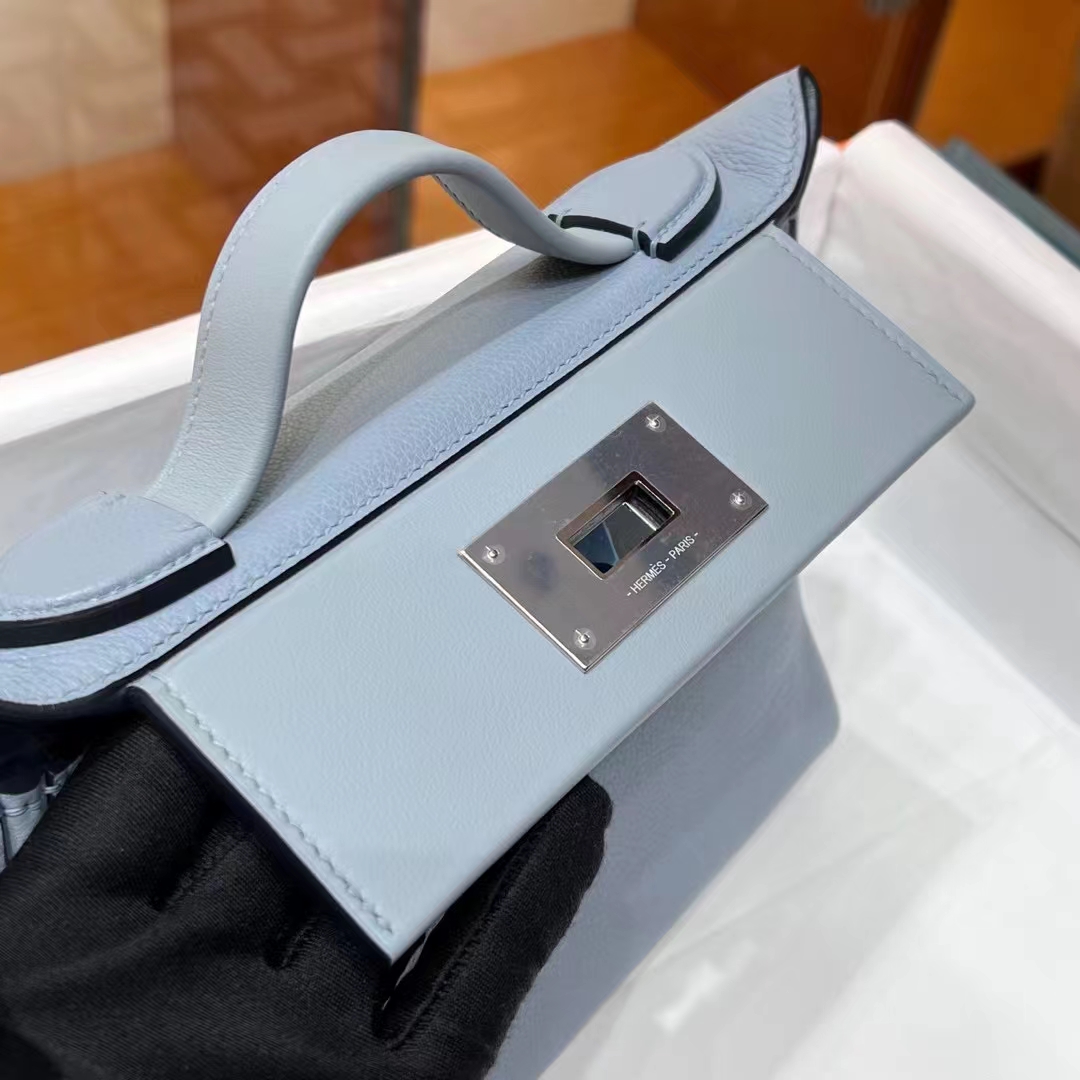 Kelly24/24 MINI J7 Bleu Un Evercolor&Swift SHW Full handmade HERMES fatory