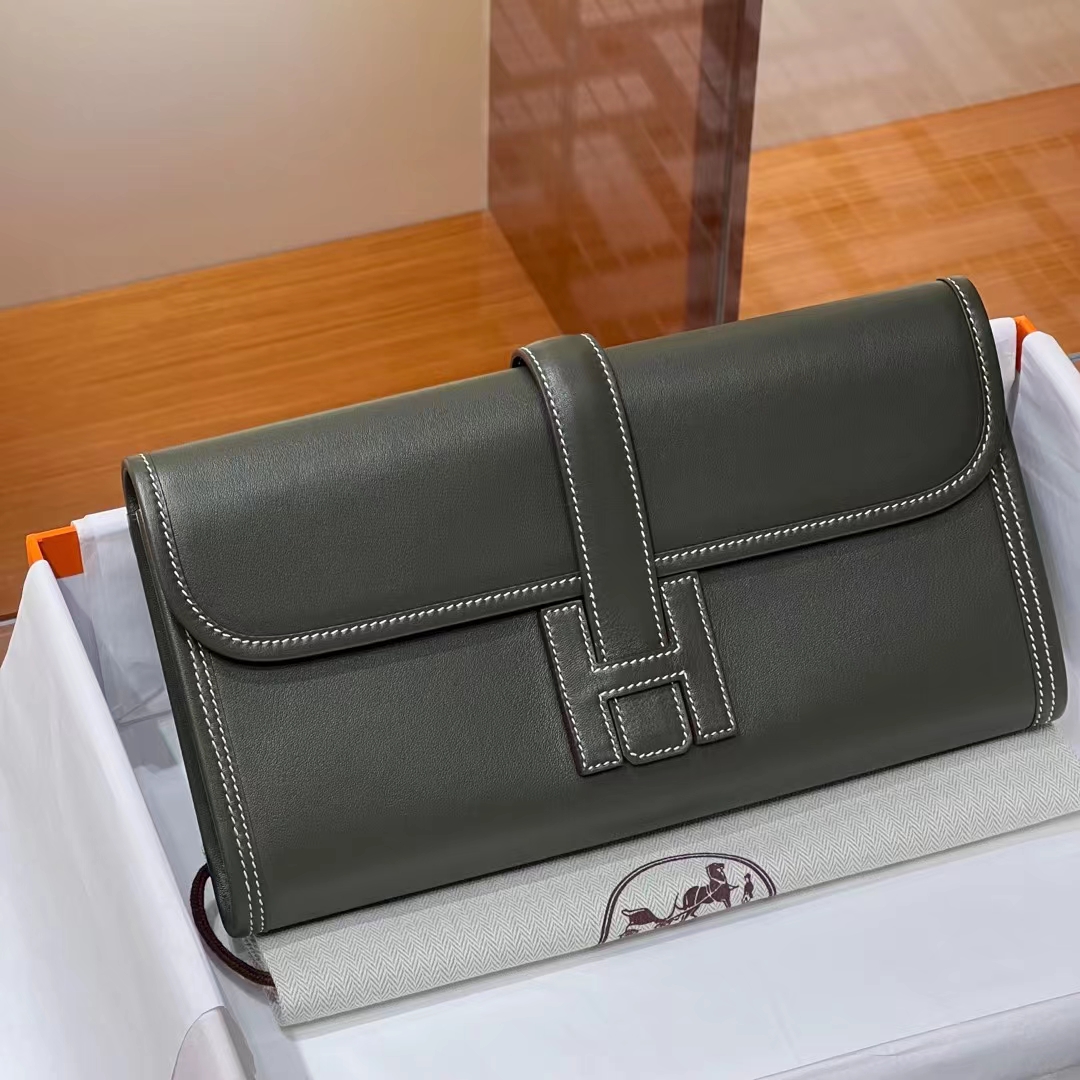 HERMES Jige Elan 29cm VERT PALE 2Q Swift Full handmade Fatory