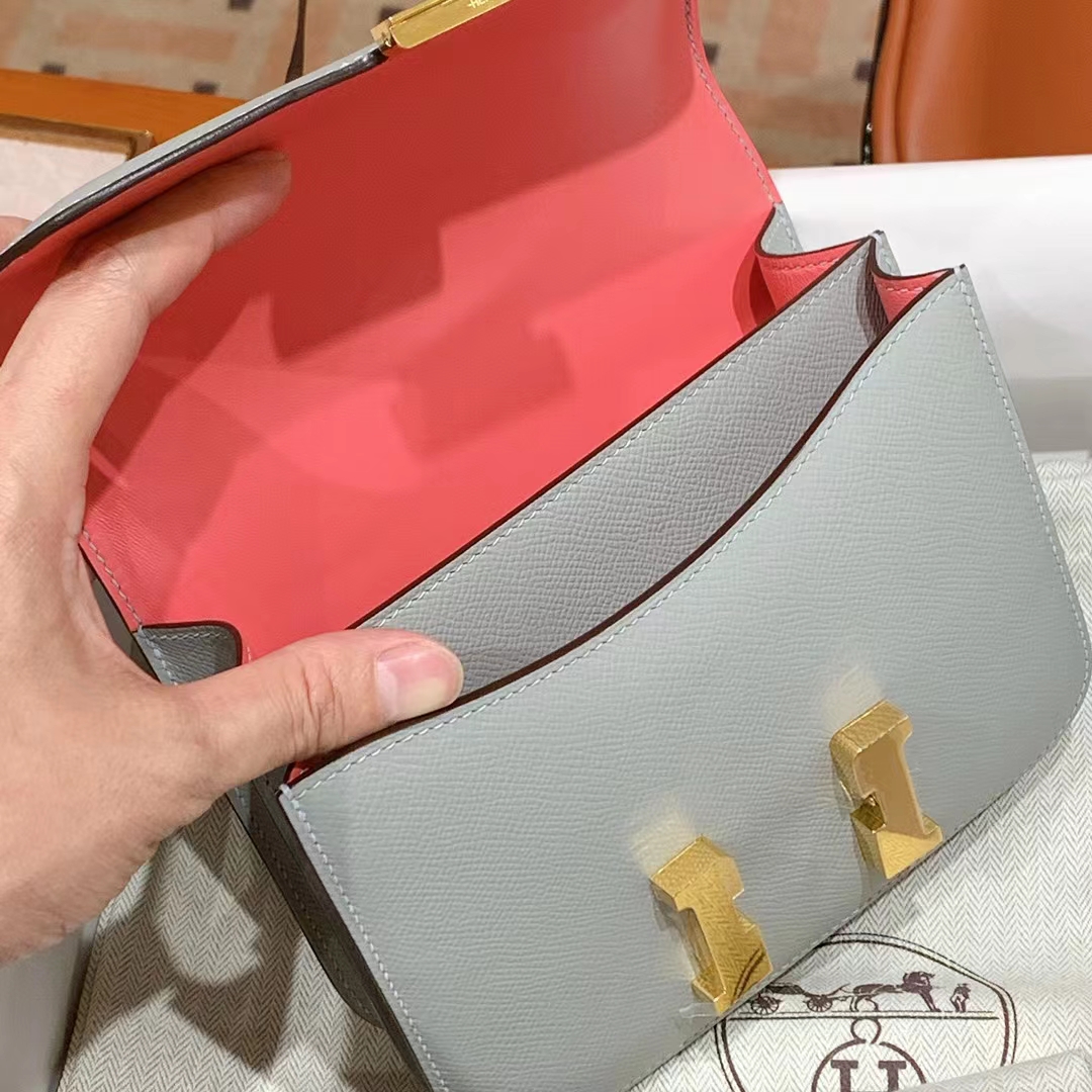 Constance 19cm 80 Gris Perle Swift Full handmade HERMES fatory