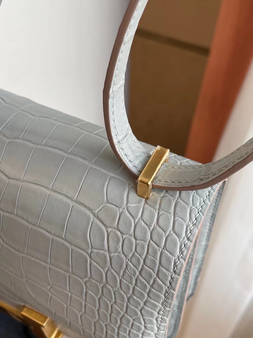 Hermes Constance 18CM 80 Gris Perle Matte Alligator Crocodile