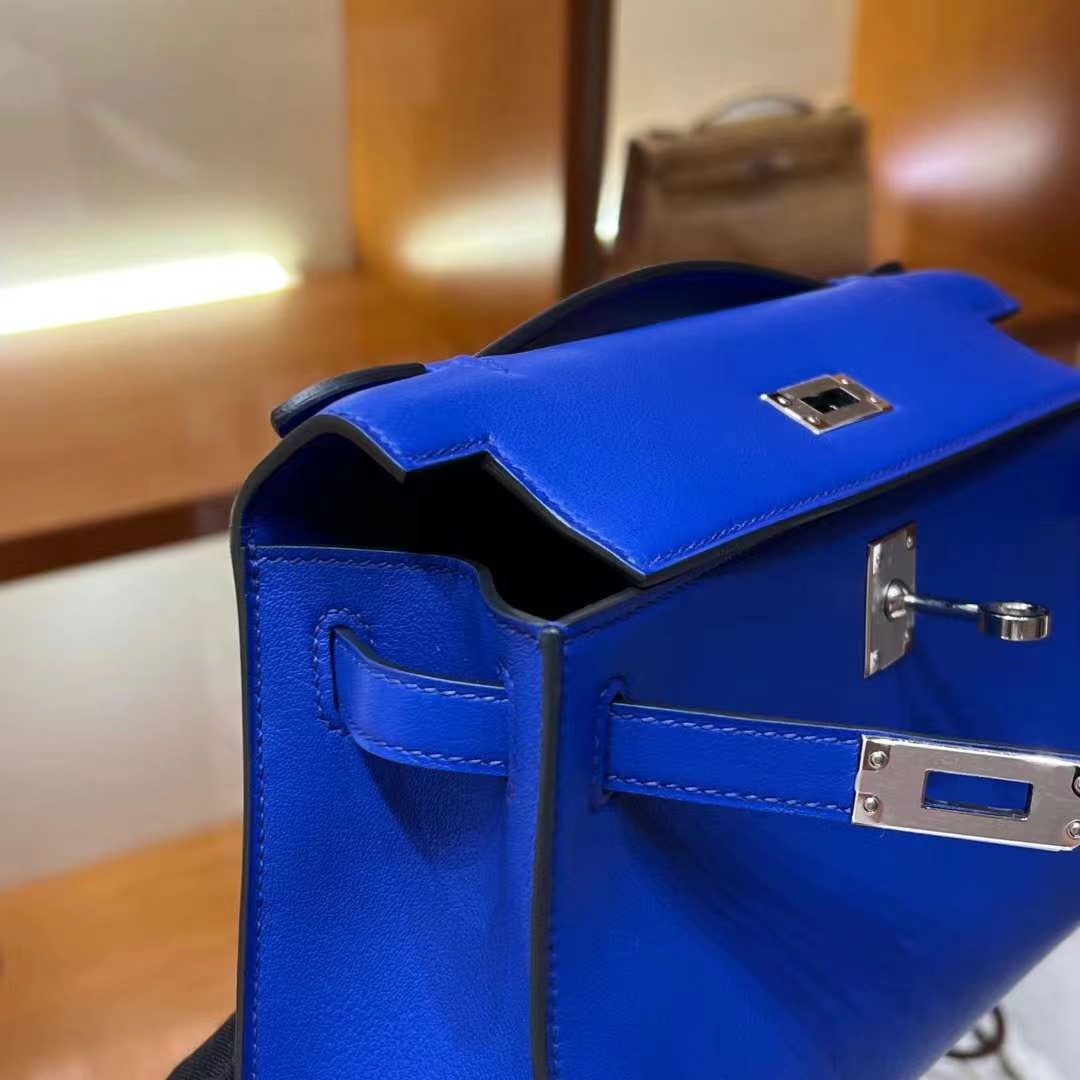 HERMES Kelly Pochette Swift7T Bleu electrique Full handmade 【God Factory】 Factory
