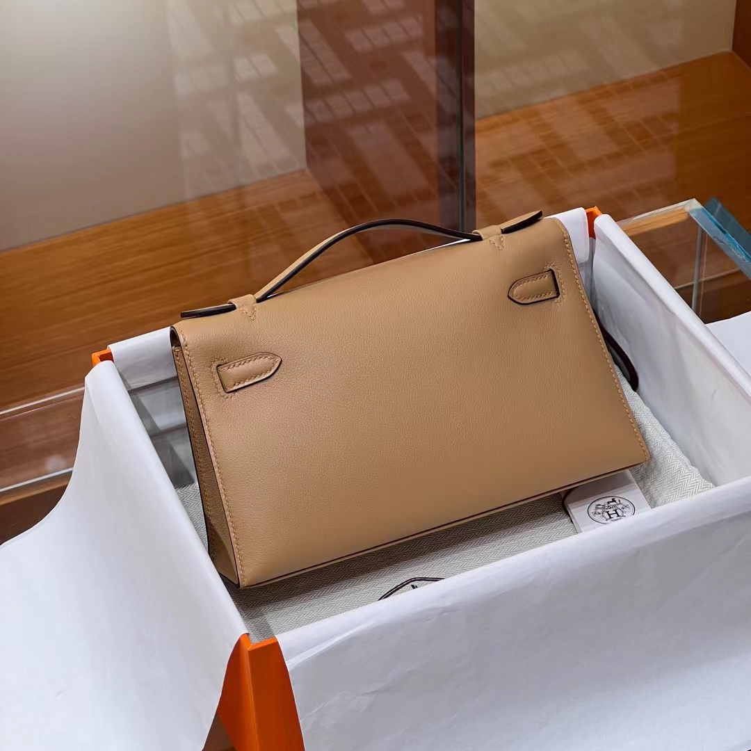 HERMES Kelly Pochette TRENCH S2 Swift Full handmade Kelly fatory