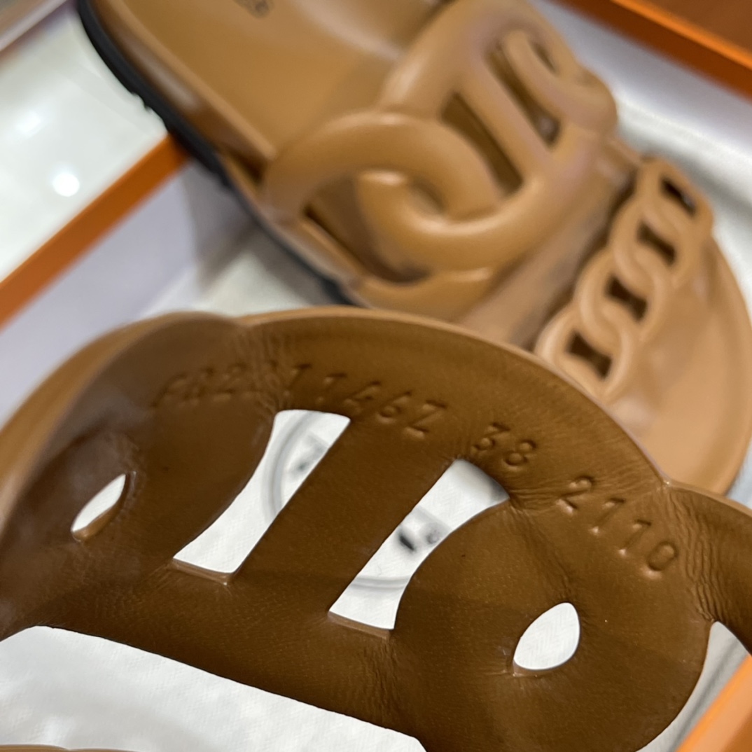 HERMES Extra Sandals New Slippers Handmade Italian lamb sole 10 days of shipment CK37