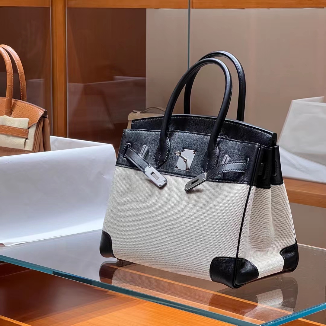 HERMES Birkin 30CM Swift&Canvas 89 Nior Full handmade Factory