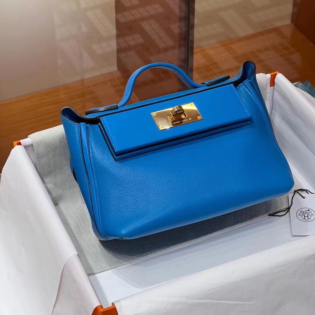 Kelly24/24 MINI 71 Bleu France Evercolor&Swift GHW Full handmade HERMES fatory