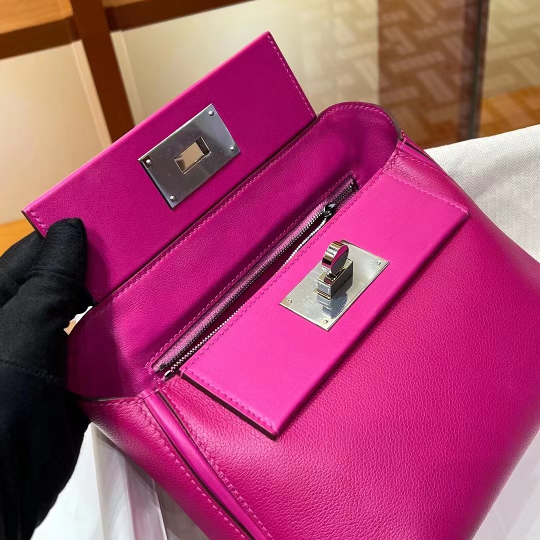 Kelly24/24 MINI 5J Fushsia Evercolor&Swift SHW Full handmade HERMES fatory