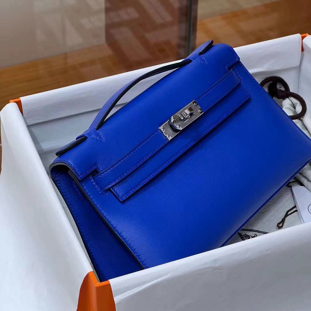 HERMES Kelly Pochette Swift7T Bleu electrique Full handmade 【God Factory】 Factory