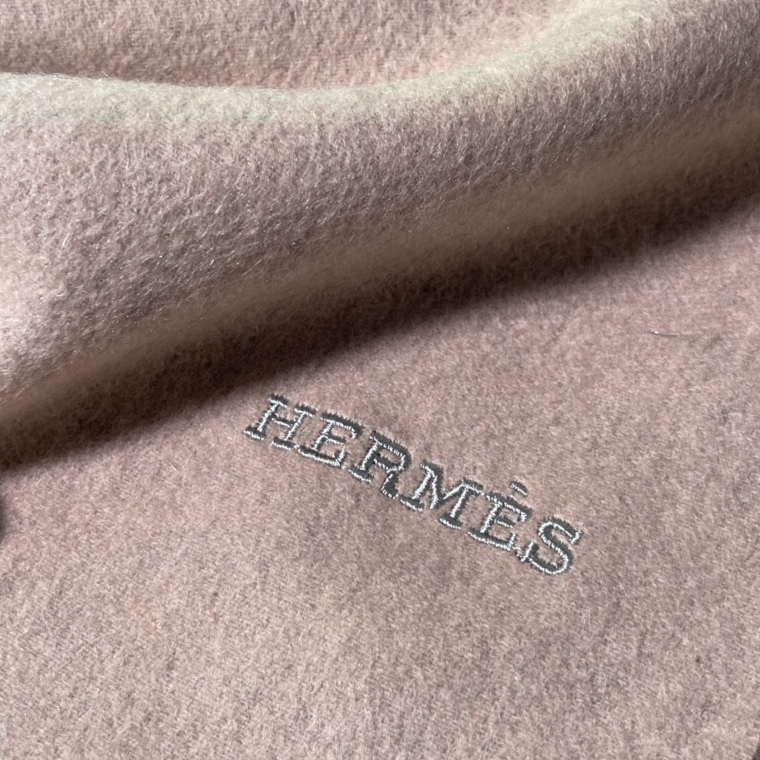 HERMES Cashmere Scarf Pinkish Gray Fatory 30*180cm