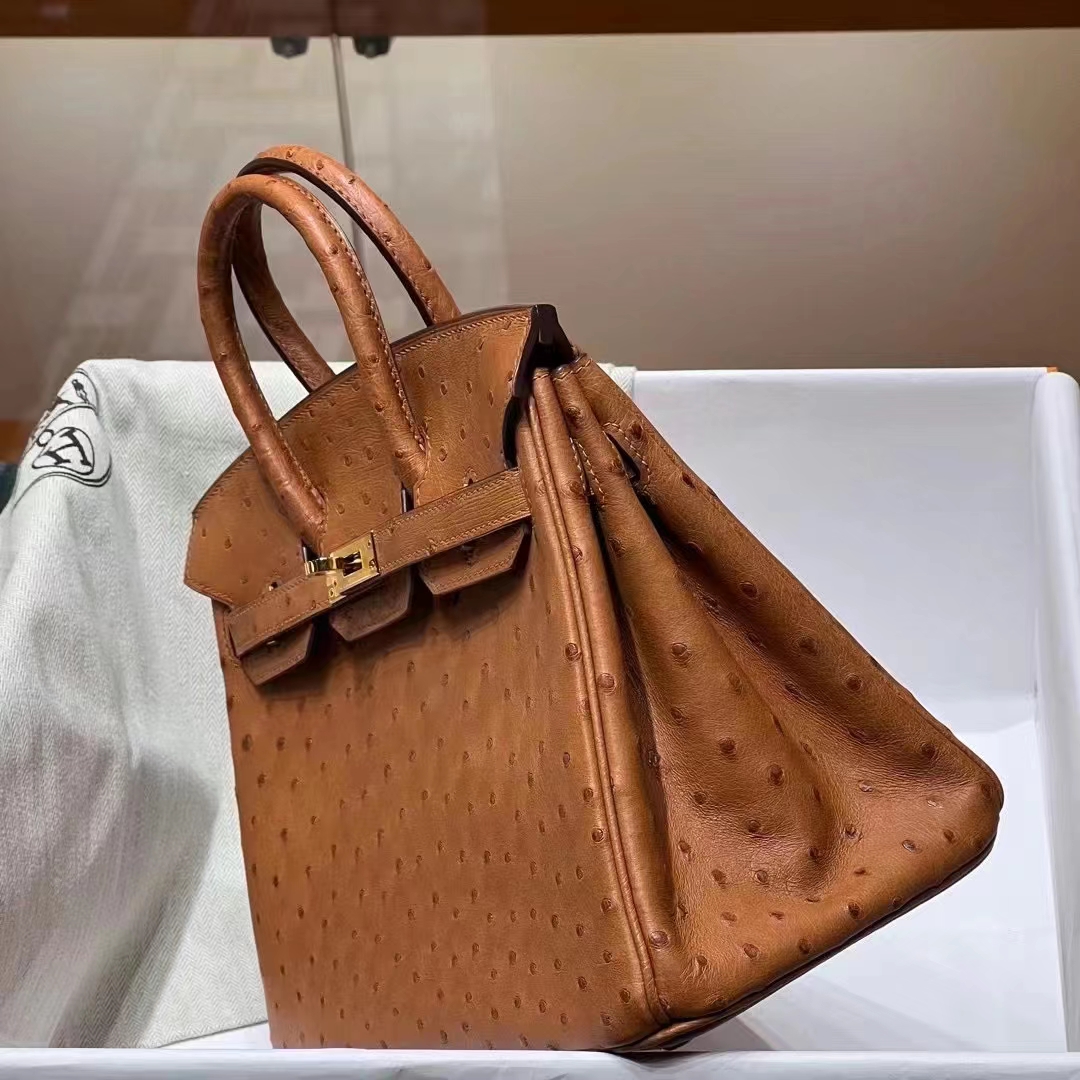 HERMES  Birkin 25CM CK37 Ostrich SHW Full handmade fatory