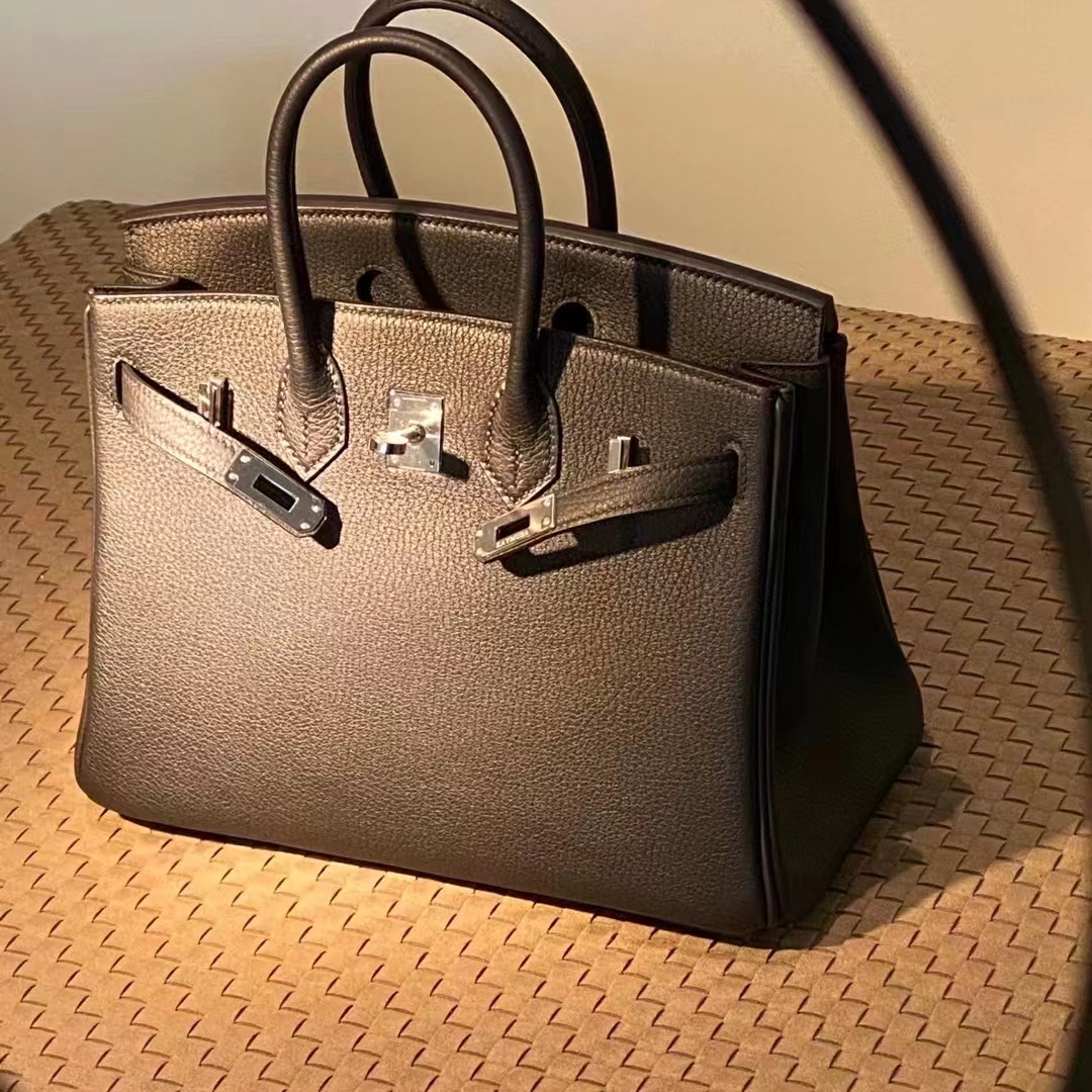 HERMES Birkin 25cm 46 Ebene Togo Full handmade Birkin Fatory 25x20x13cm