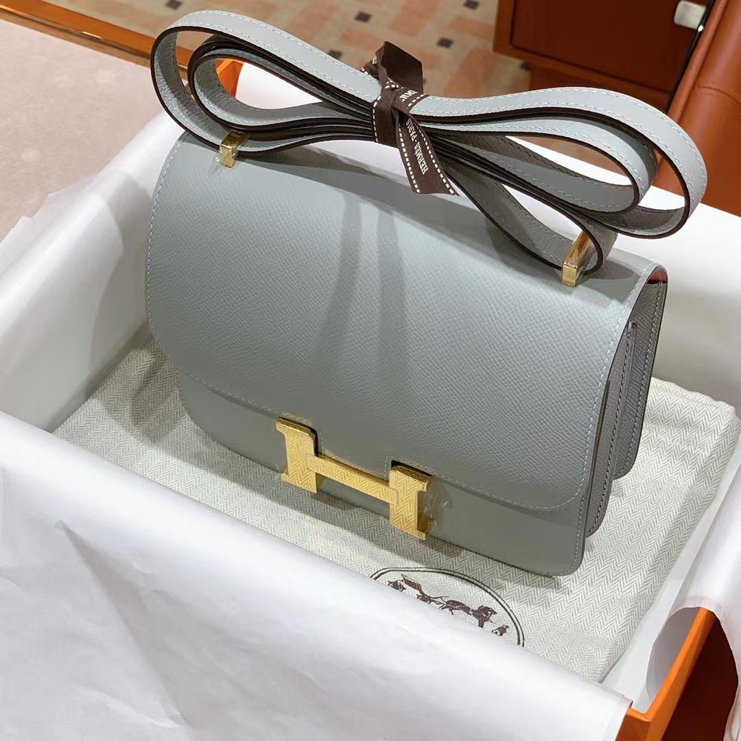 Constance 19cm 80 Gris Perle Swift Full handmade HERMES fatory