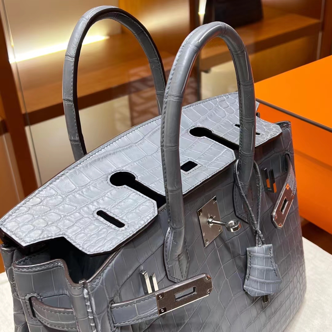 HERMES Factory Birkin 30CM M8 Gris Asphalte  Full handmade SHW