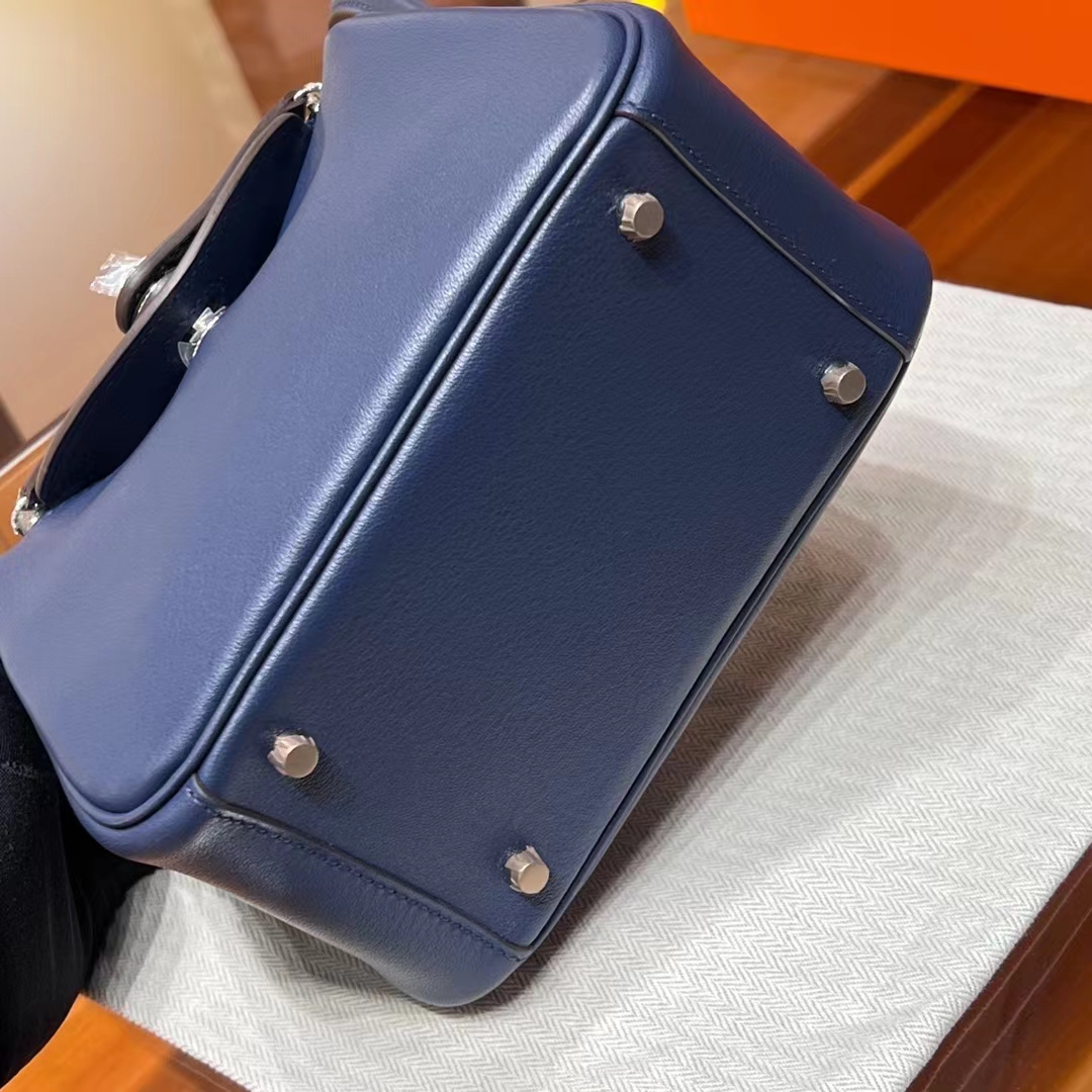 HERMES Mini Lindy 73 Blue Saphir Swift Full handmade fatory