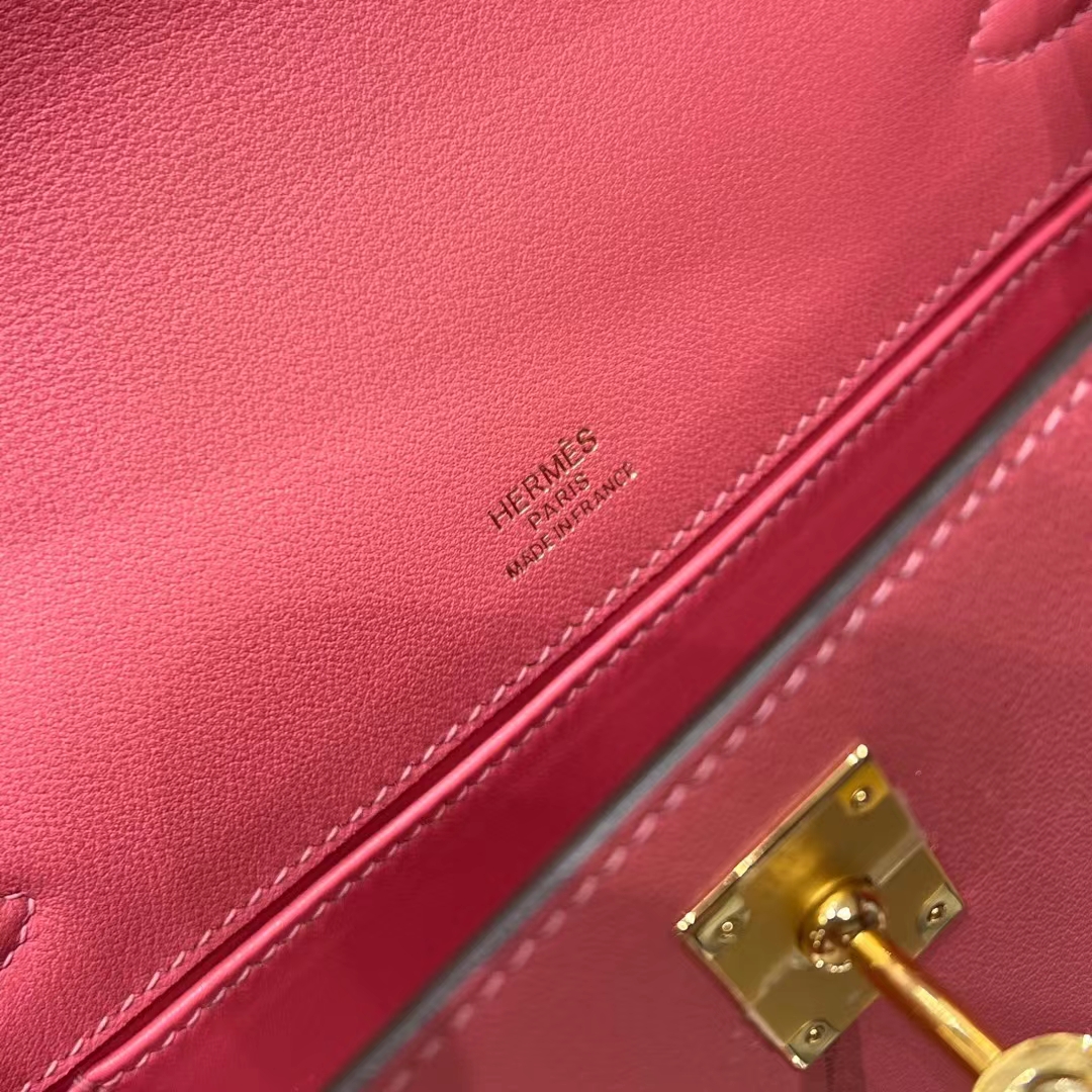 HERMES Kelly Pochette U5 Rose eLipstick Swift Full handmade Kelly fatory