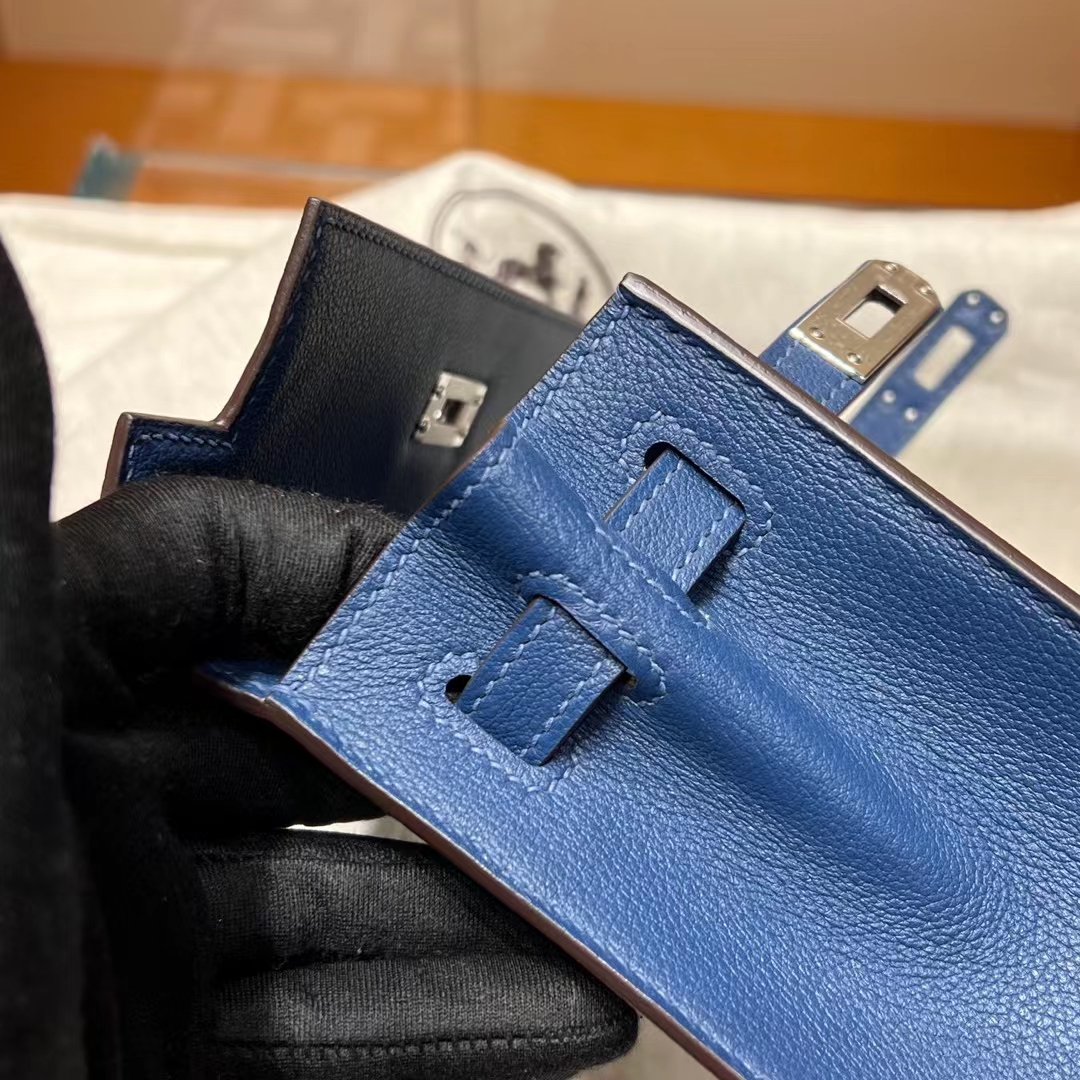HERMES Kellydanse 22cm Evercolor Deep Blue 7L Silvery Hardware HandMade